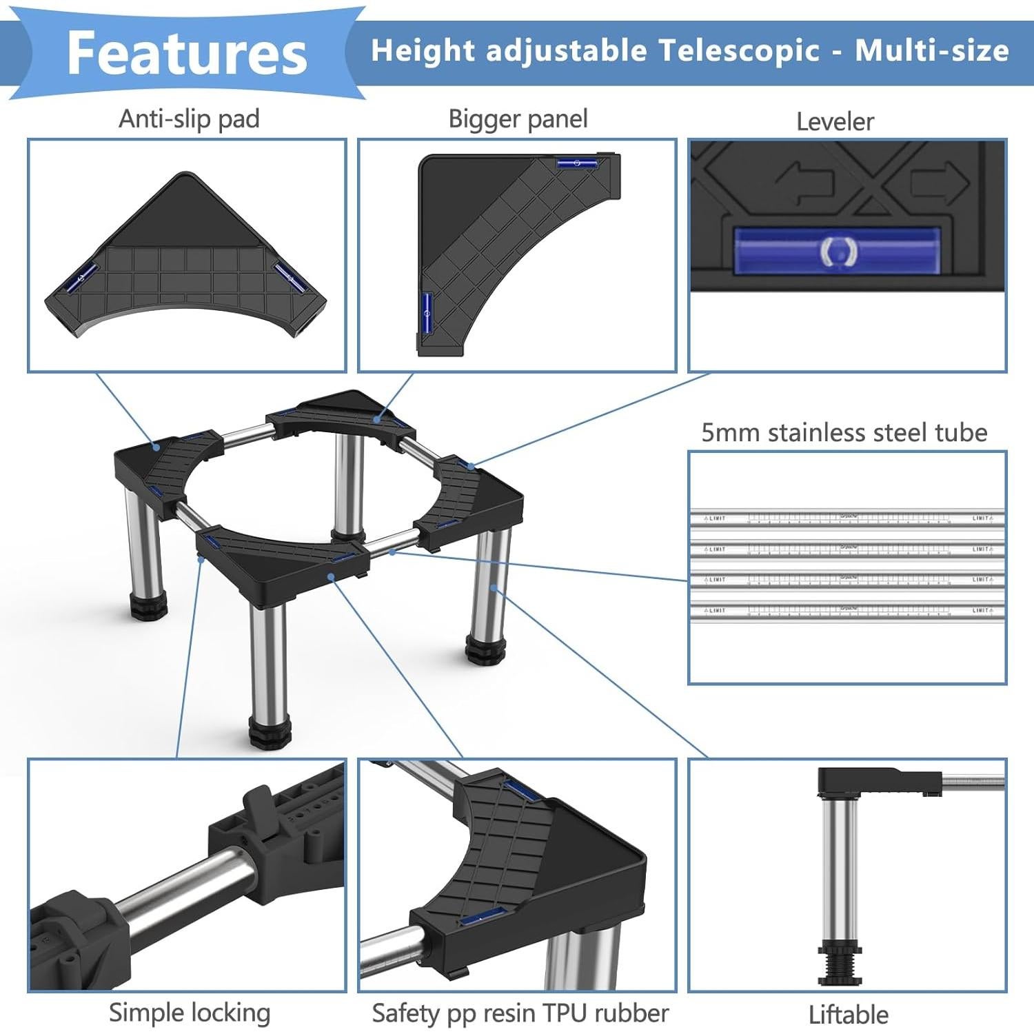 Soporte Ajustable para Mini Nevera GRPOCHE 20-23 cm Negro