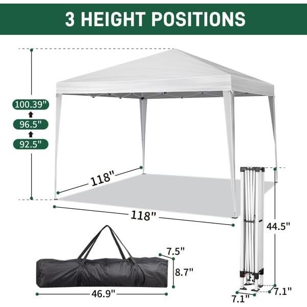Carpa Plegable 3x3m Genérico Blanca Impermeable con Paredes