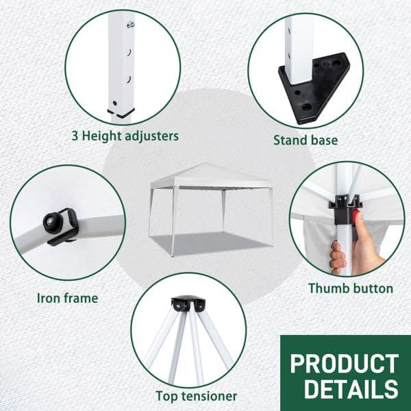 Carpa Plegable 3x3m Genérico Blanca Impermeable con Paredes