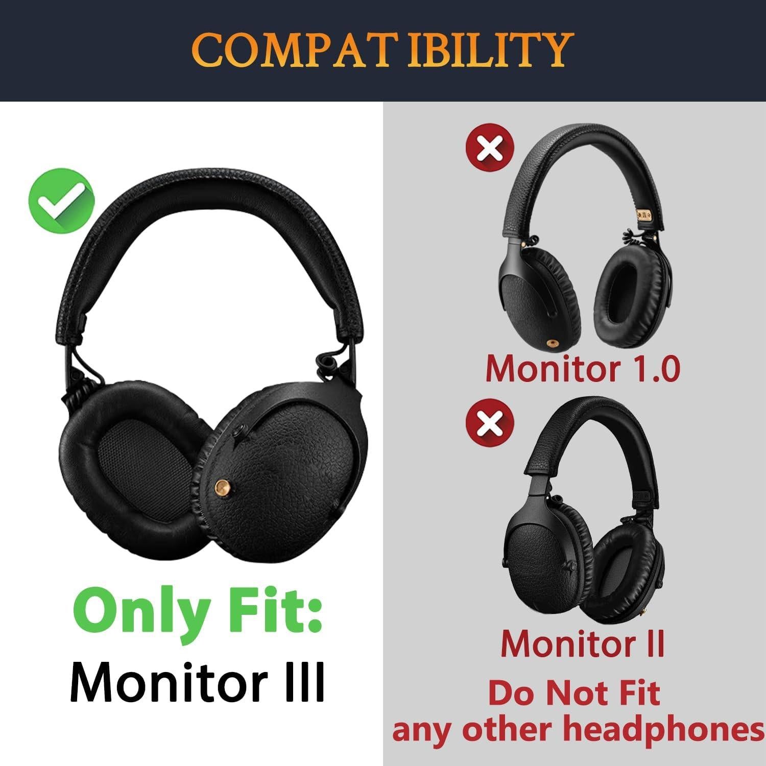 Almohadillas de Repuesto SOULWIT para Auriculares Marshall Monitor III - Negro