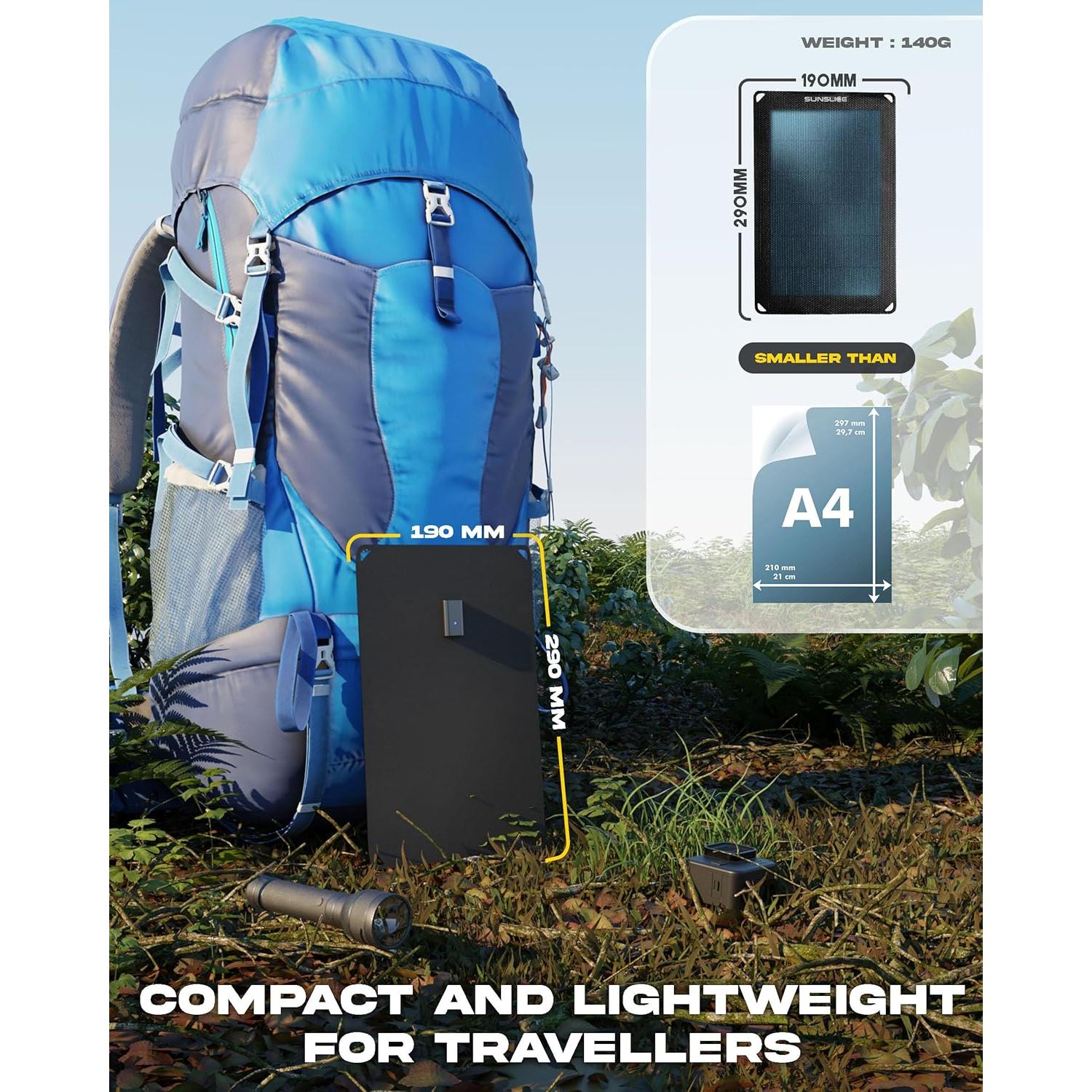 Cargador Solar Flexible Sunslice Fusion Flex 6W USB Negro