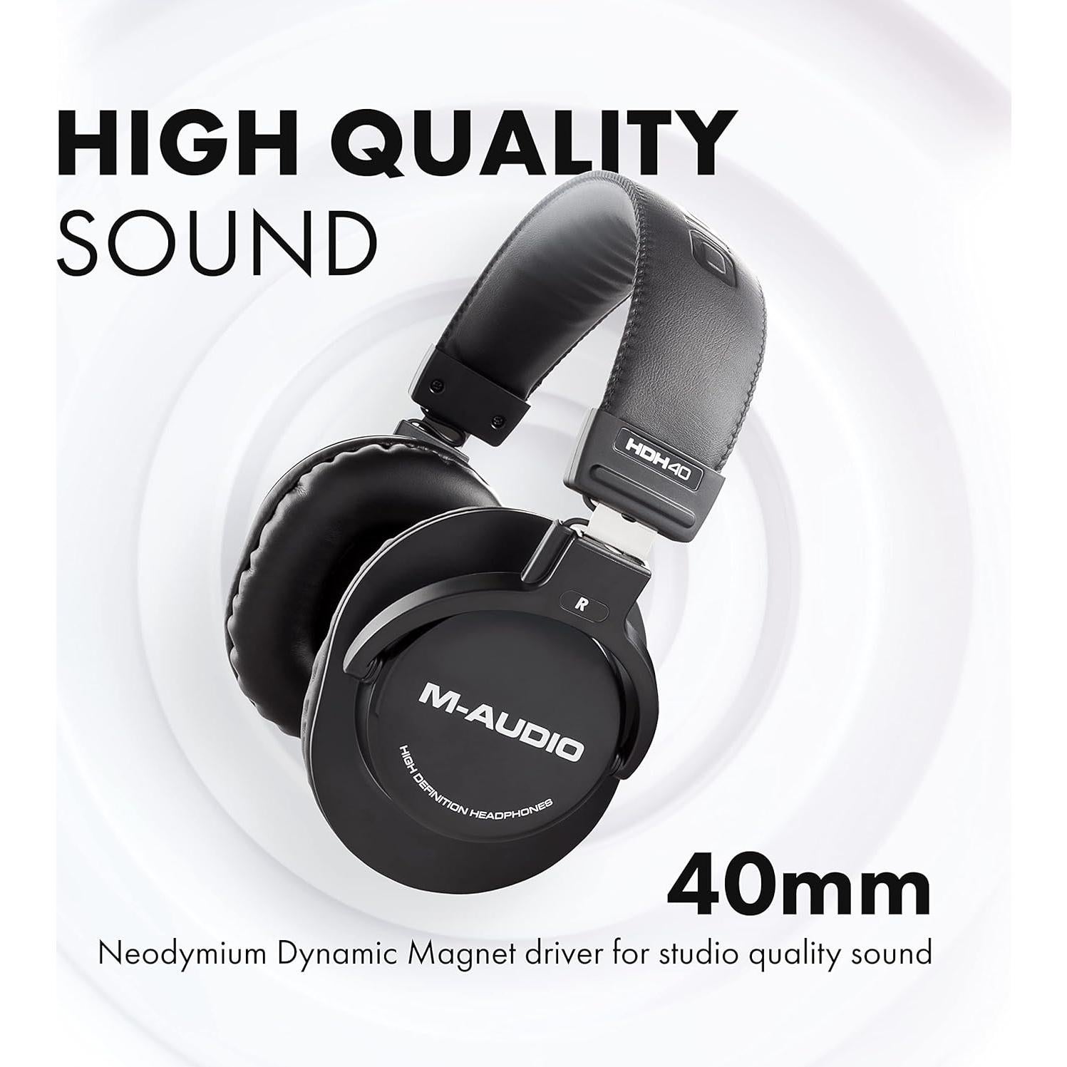 Monitores de Estudio M-Audio BX4BT 120W y Auriculares HDH40