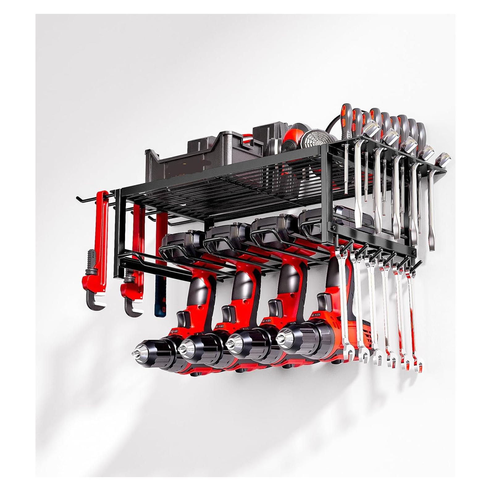 Estante de Herramientas Montado en Pared WOFLUAS 2 Capas Negro