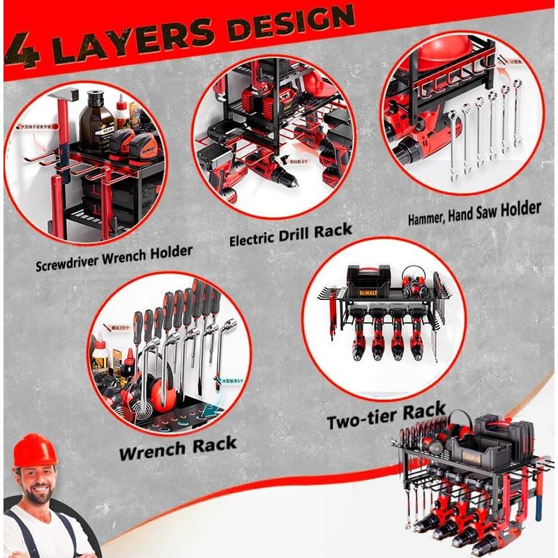 Estante de Herramientas Montado en Pared WOFLUAS 2 Capas Negro