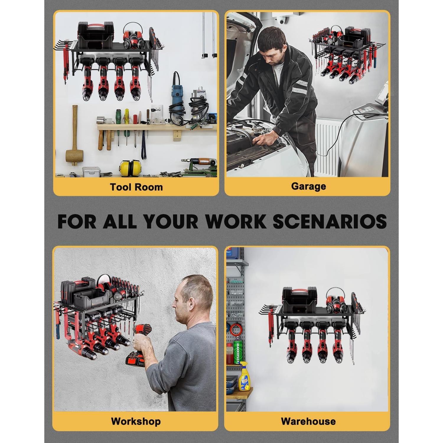 Estante de Herramientas Montado en Pared WOFLUAS 2 Capas Negro