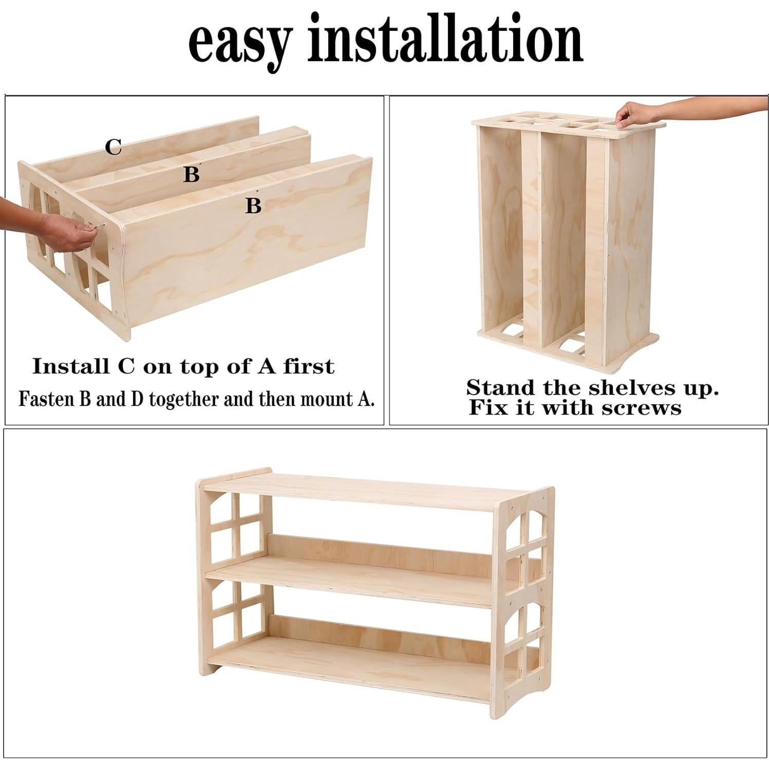 Estante Montessori FDHUIJIA 3 Niveles Madera para Juguetes