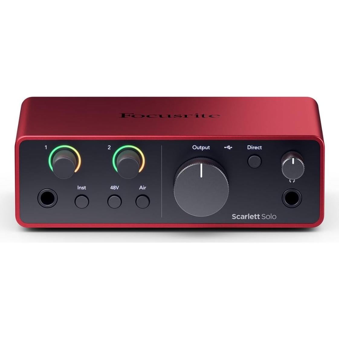Interfaz de Audio USB Focusrite Scarlett Solo 4ta Gen + Auriculares + Cable XLR 7.62m