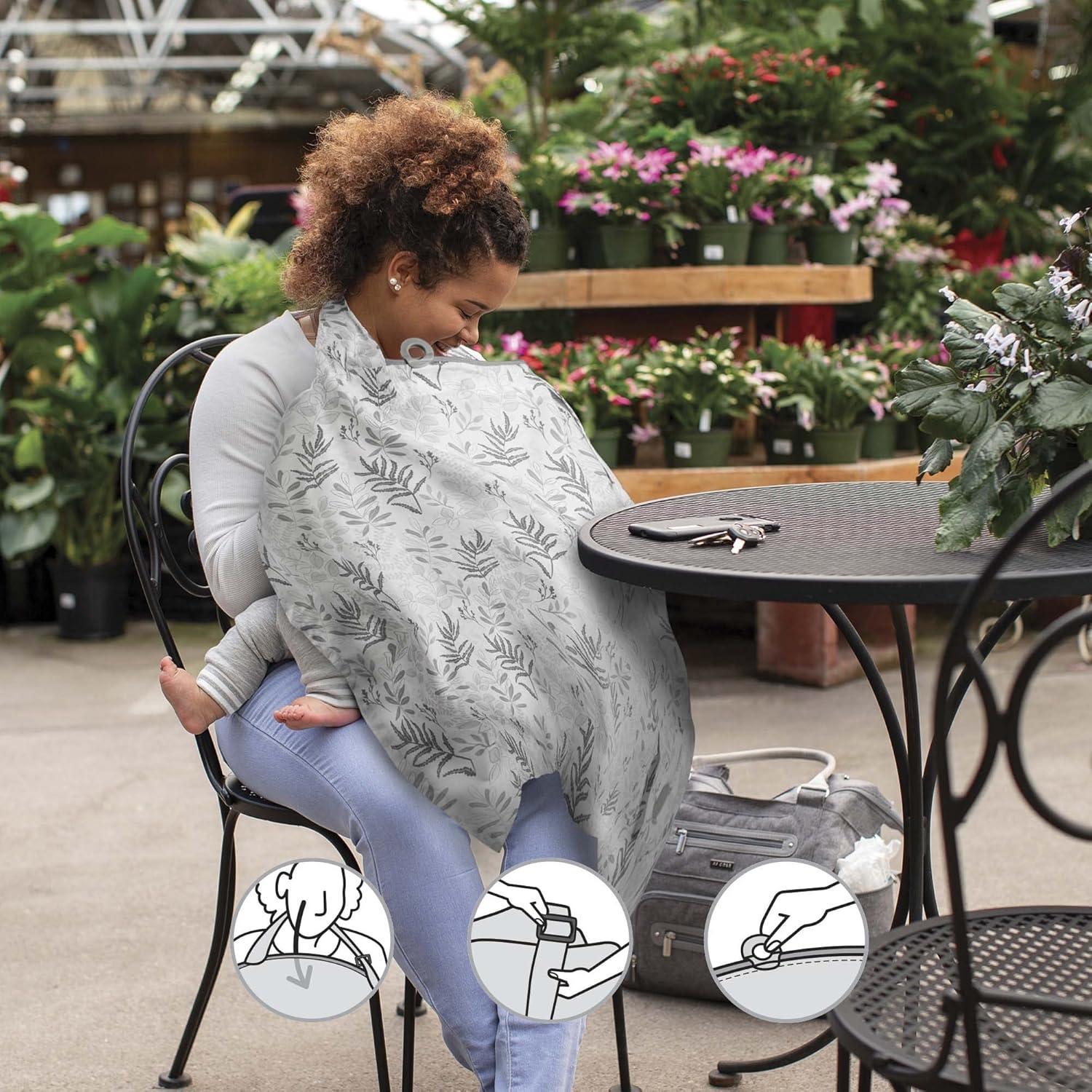 Cubierta de Lactancia Boppy 100% Algodón Helechos Grises