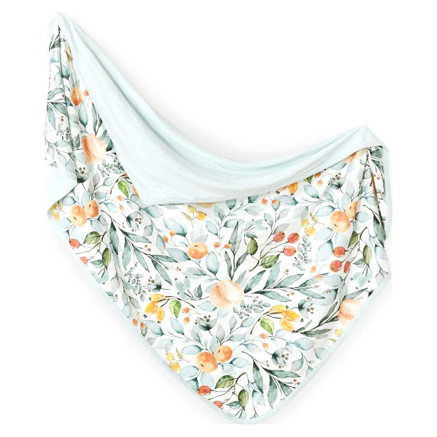 Manta para Bebés GRSSDER Reversible 86x112 cm Floral Verde Aqua