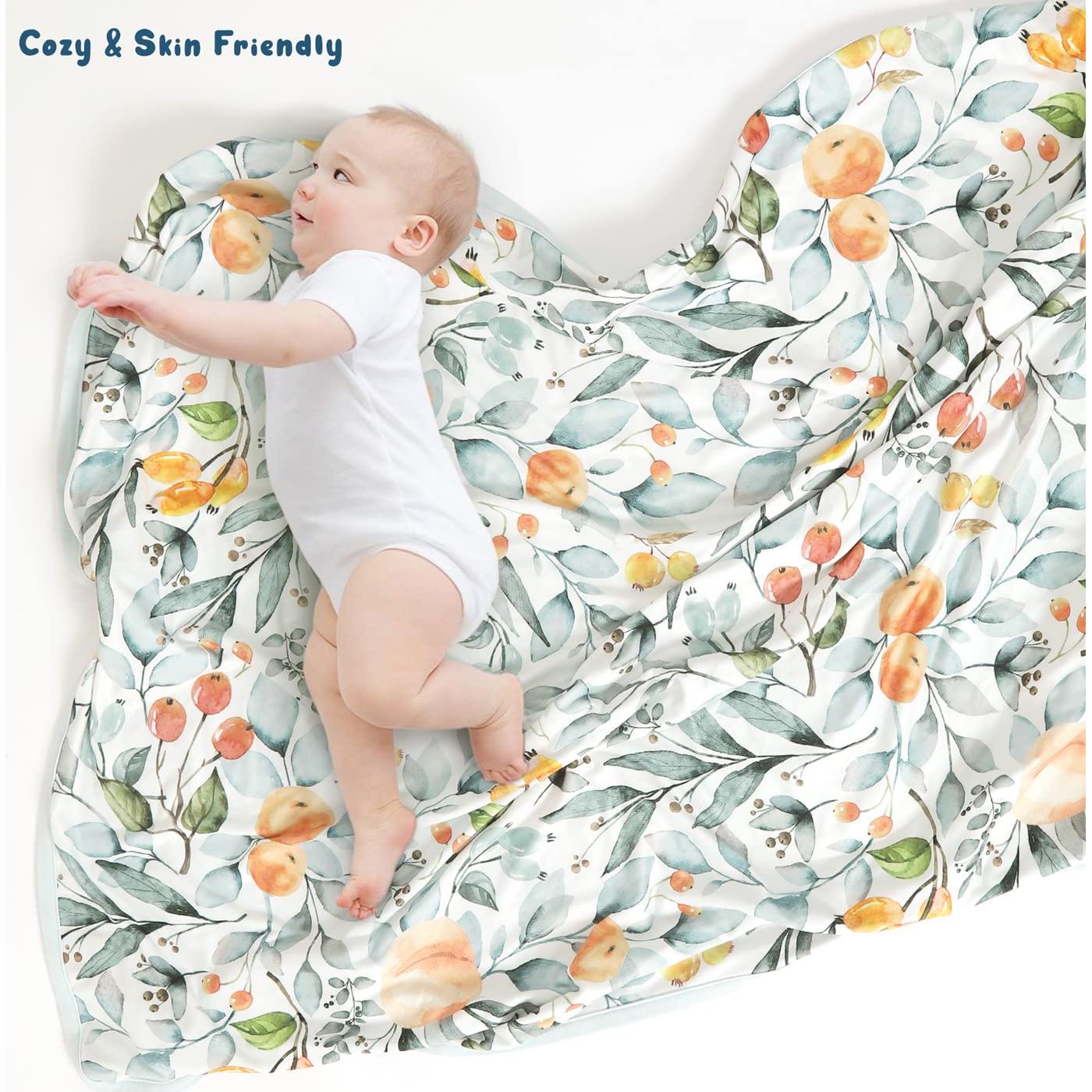 Manta para Bebés GRSSDER Reversible 86x112 cm Floral Verde Aqua