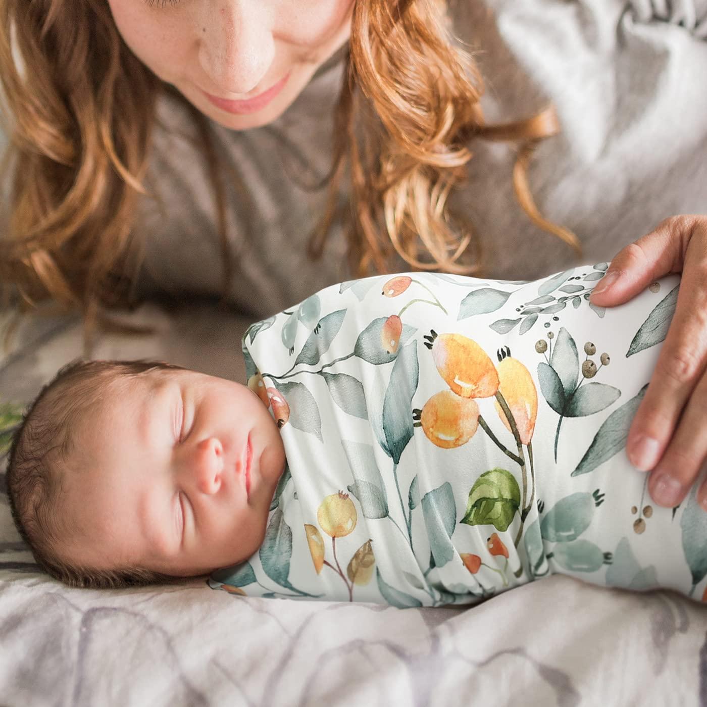 Manta para Bebés GRSSDER Reversible 86x112 cm Floral Verde Aqua