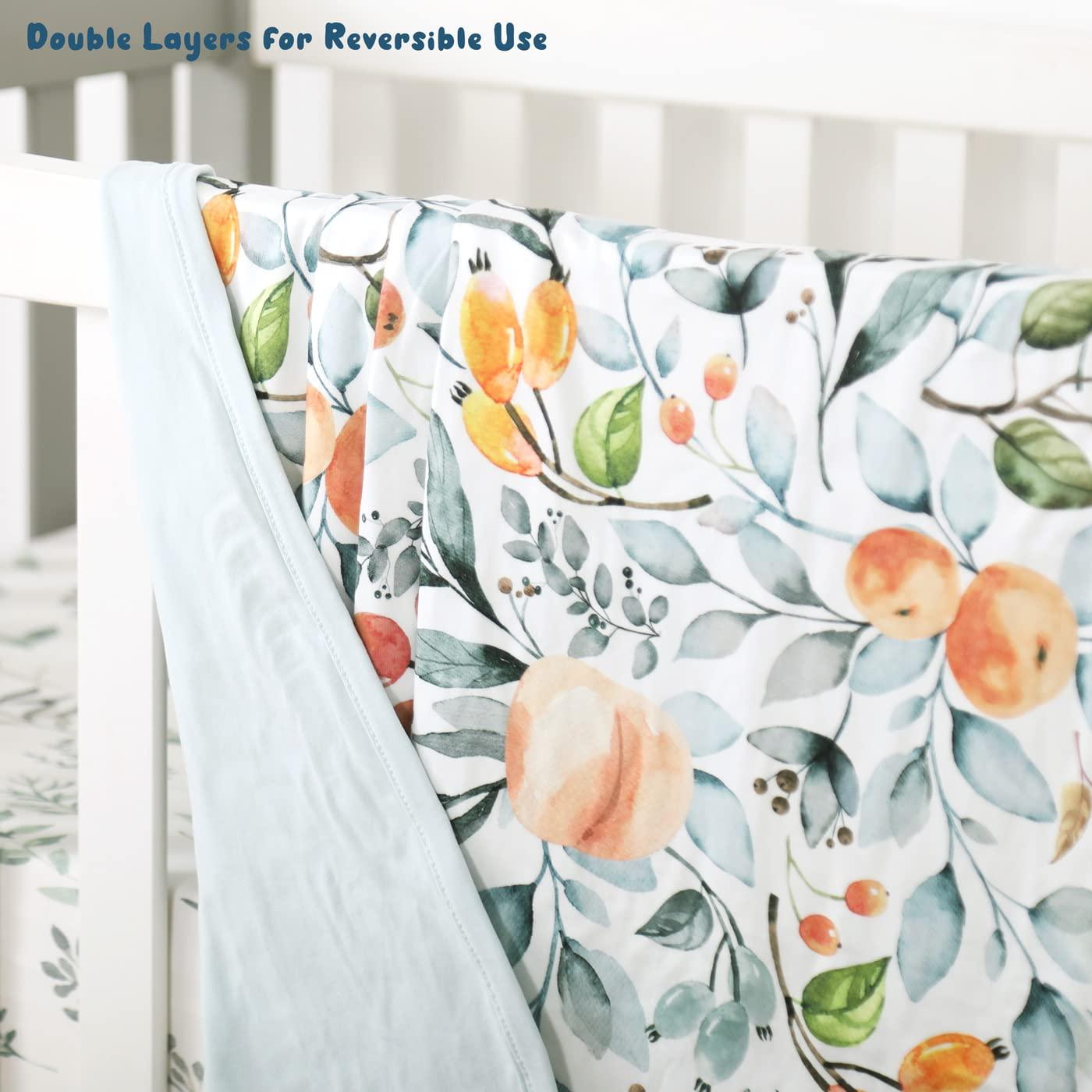 Manta para Bebés GRSSDER Reversible 86x112 cm Floral Verde Aqua