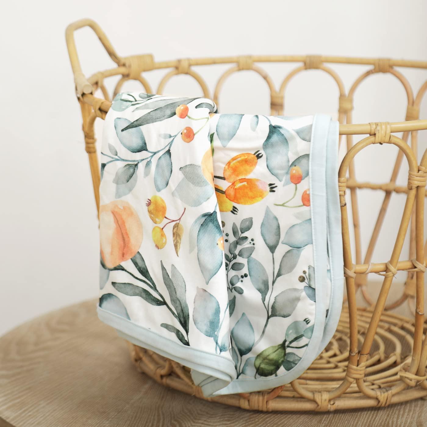 Manta para Bebés GRSSDER Reversible 86x112 cm Floral Verde Aqua