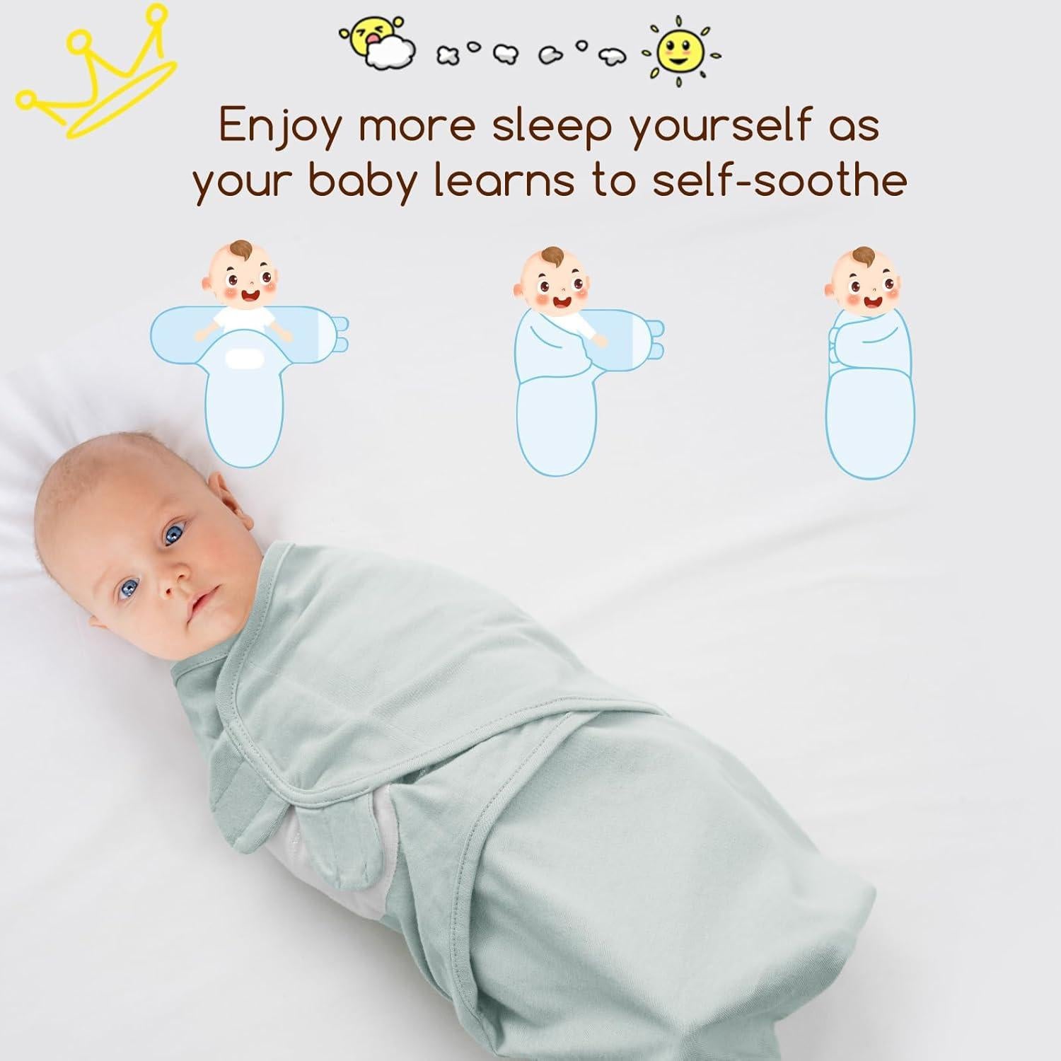 Sacos de Sueño PHF Algodón 0-3 Meses Ajustables 3 Piezas