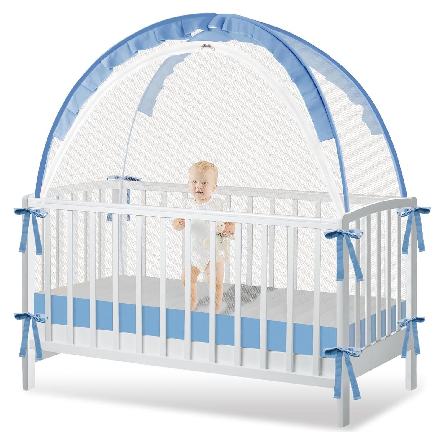 Carpa para Cuna Zkaitoy Grande Azul - Red de Seguridad Transpirable