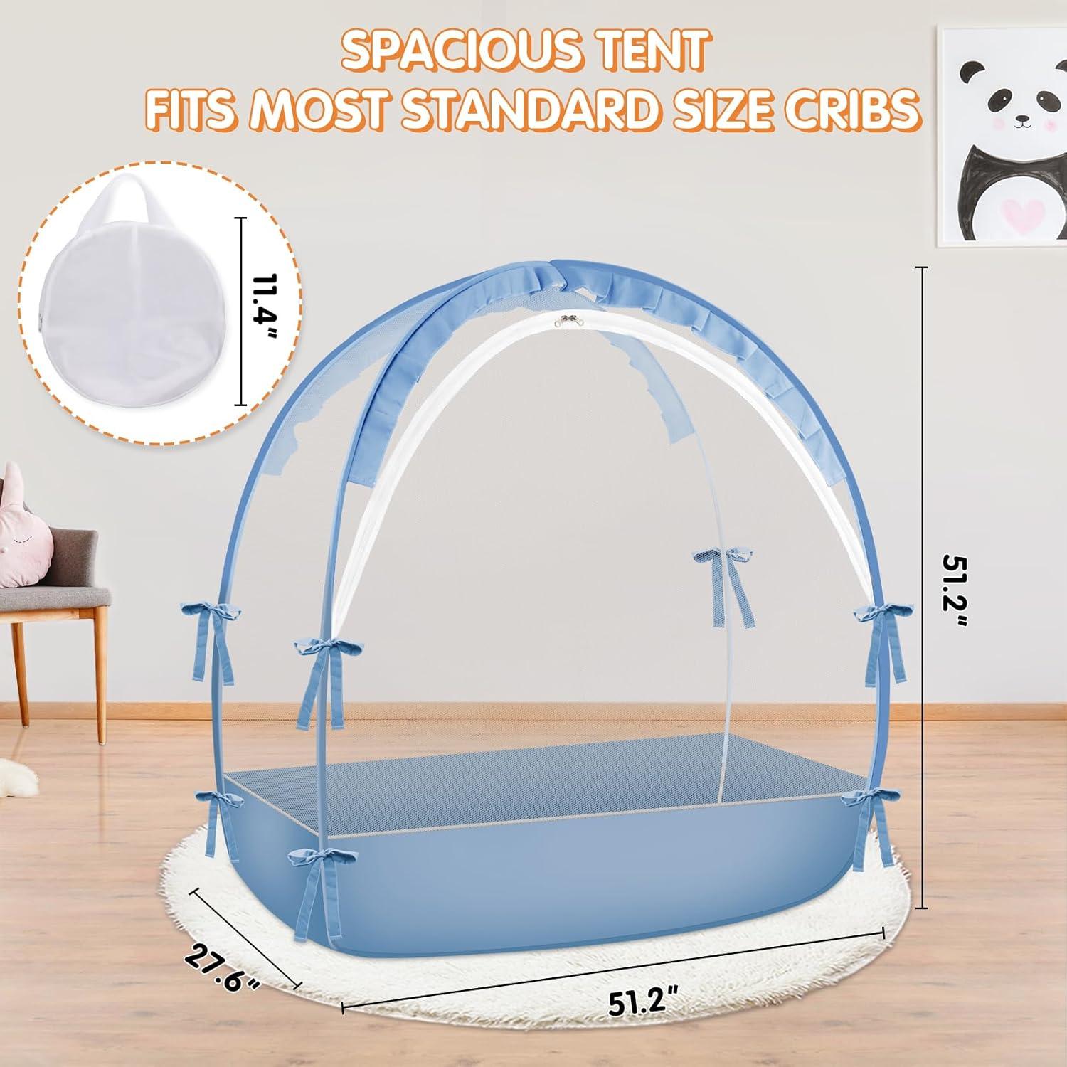 Carpa para Cuna Zkaitoy Grande Azul - Red de Seguridad Transpirable