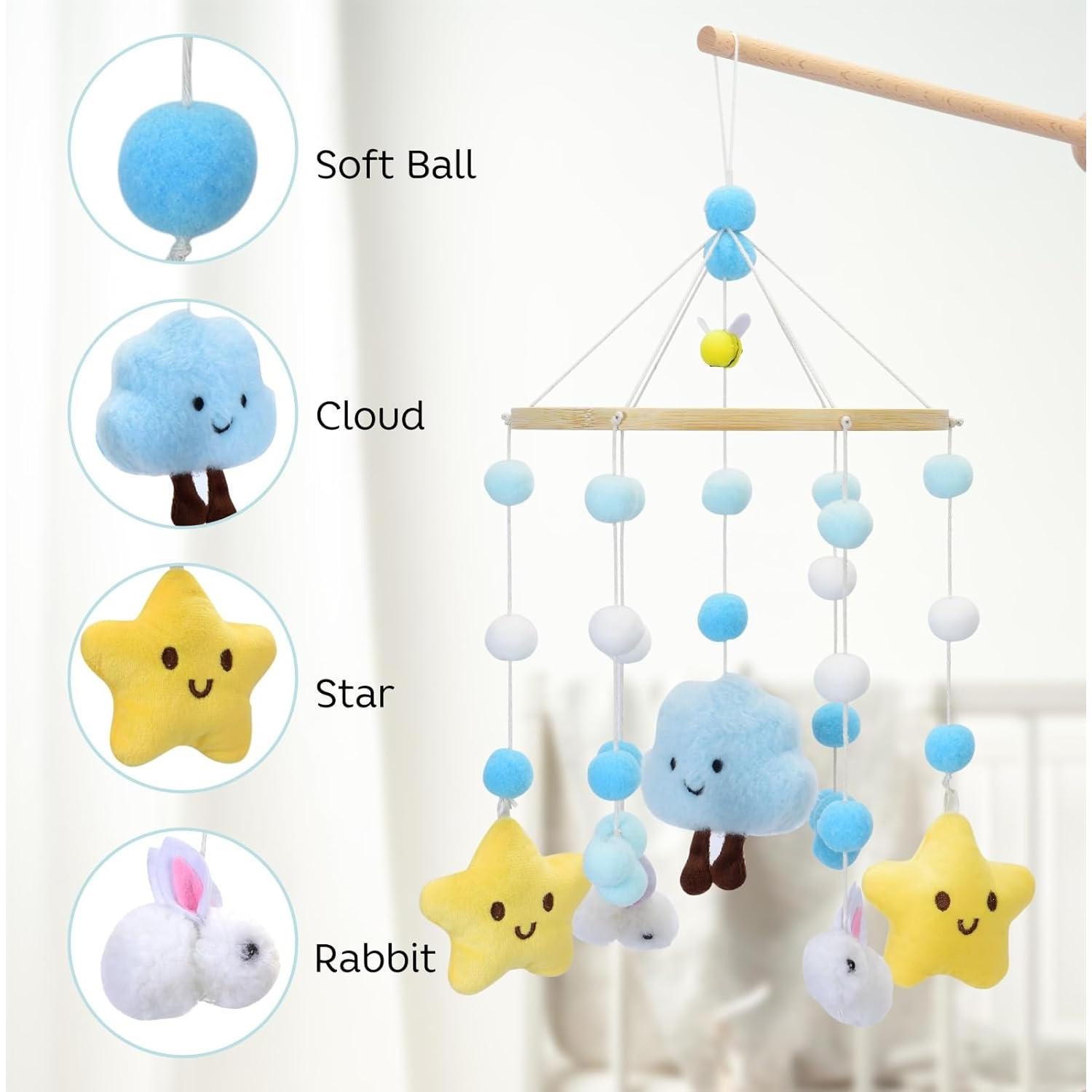 Móvil de Cuna Decorativo Fcesuk Abejas y Estrellas 20cm