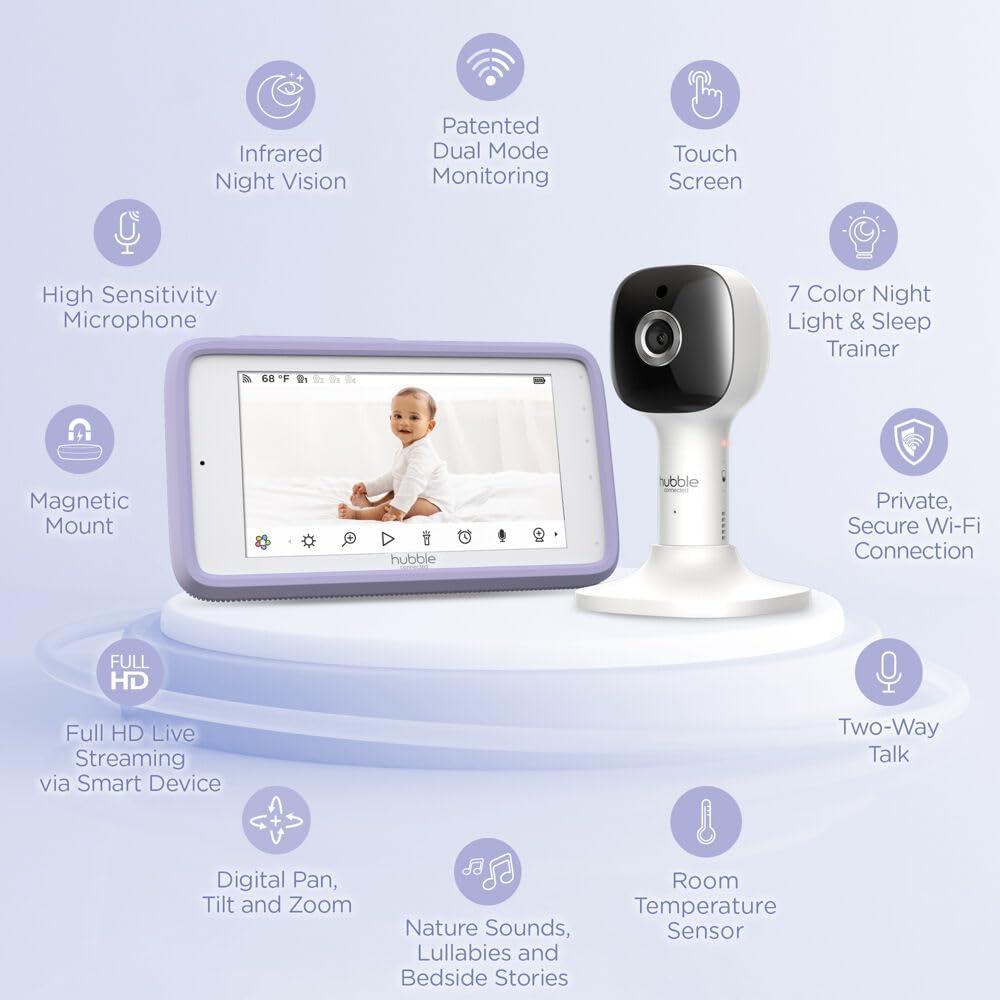 Monitor para Bebés HUBBLE CONNECTED Nursery Pal Cloud Touch 5" HD