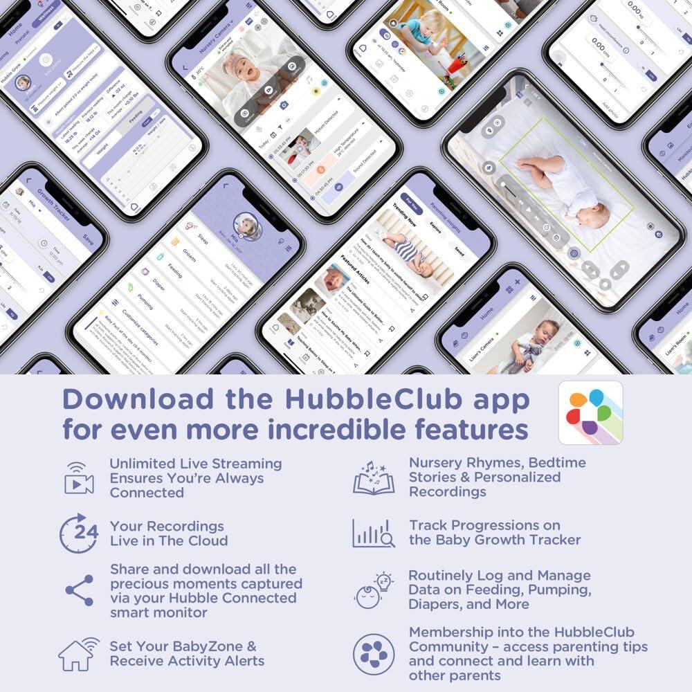 Monitor para Bebés HUBBLE CONNECTED Nursery Pal Cloud Touch 5" HD