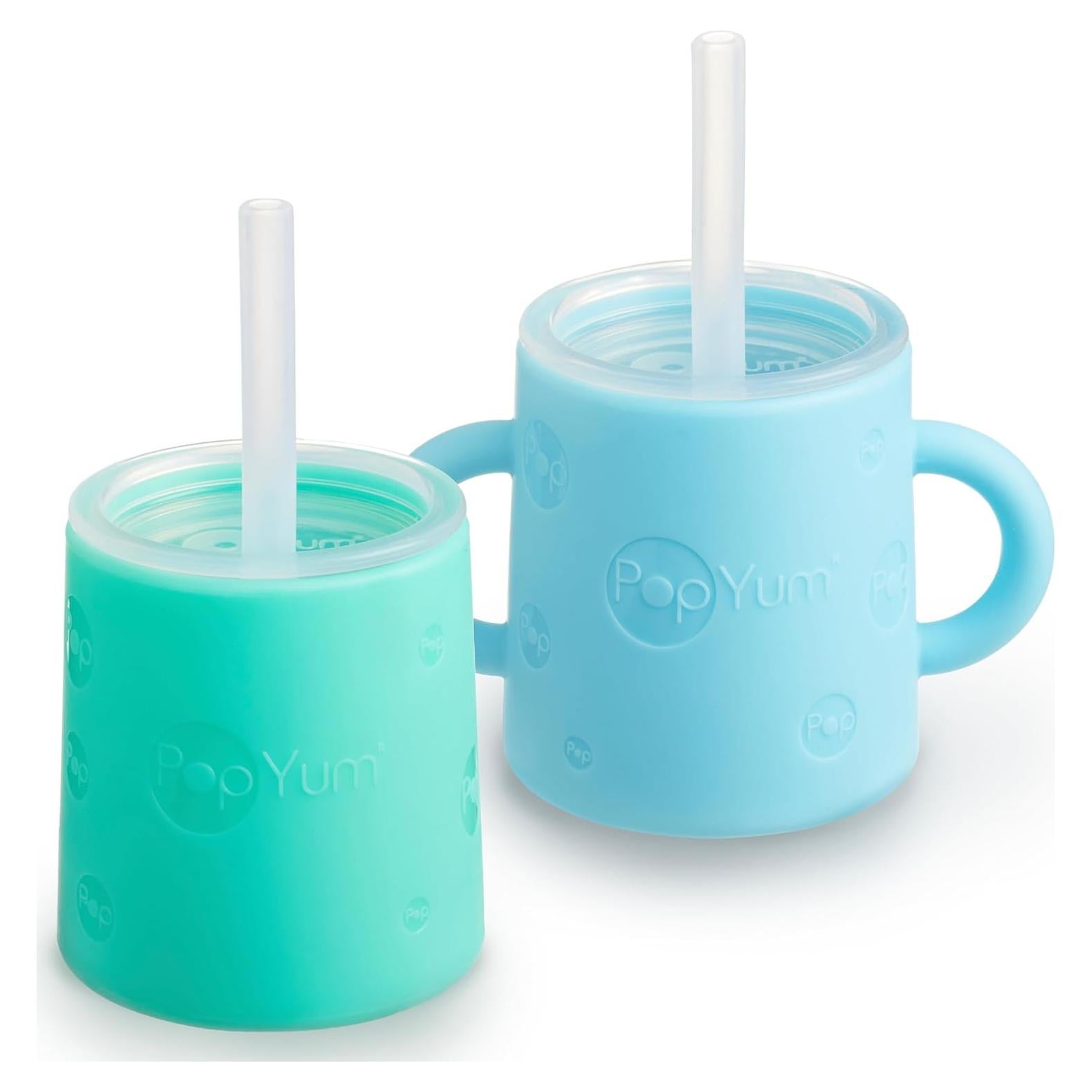 Taza de Entrenamiento PopYum 150 ml Silicona 2 Piezas Azul Verde