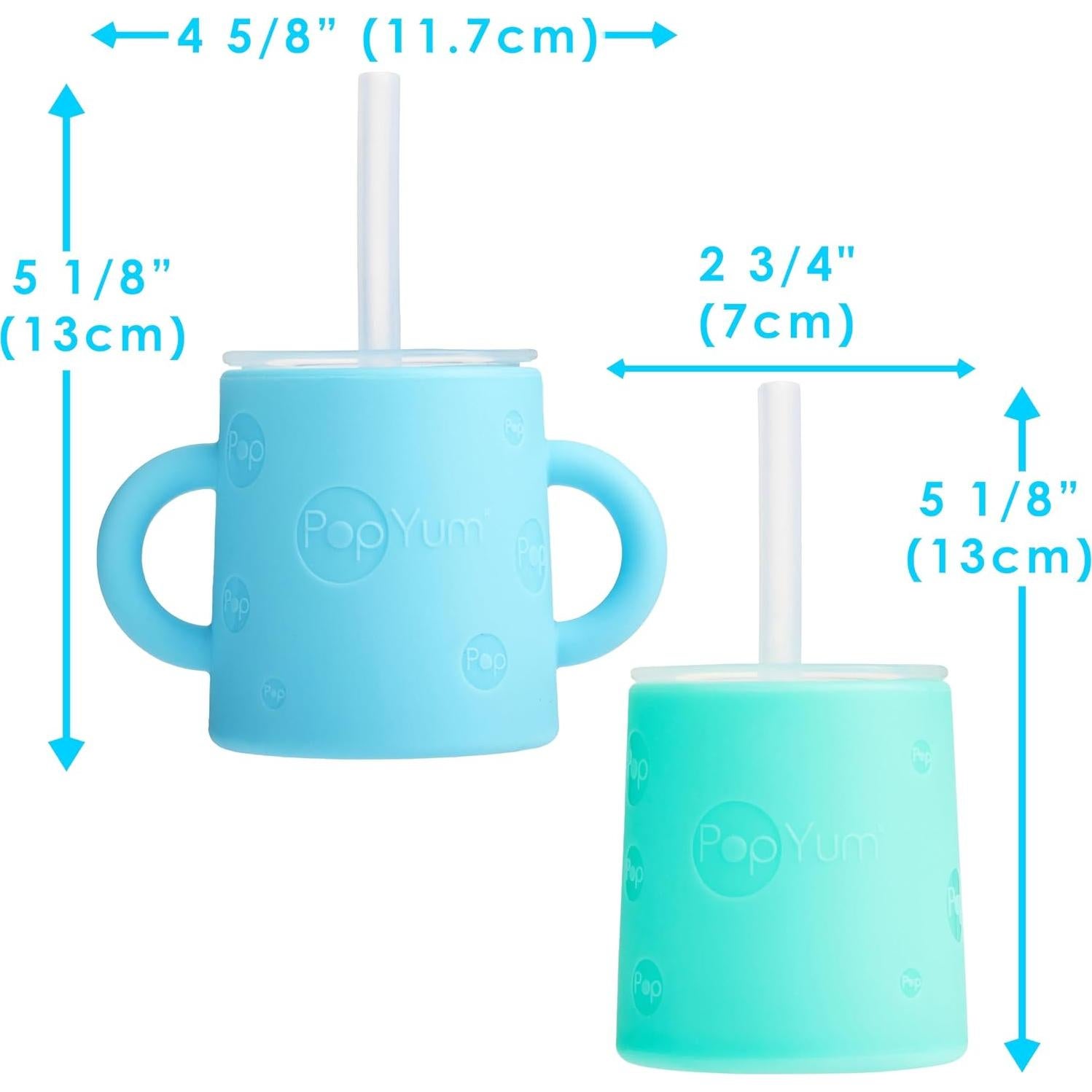 Taza de Entrenamiento PopYum 150 ml Silicona 2 Piezas Azul Verde