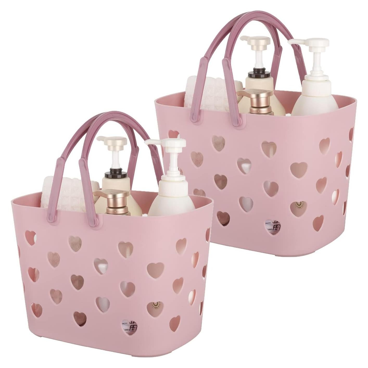 Cesta de Ducha Portátil Anyoifax Rosa - Paquete de 2, 24.9x15.5x16.5 cm