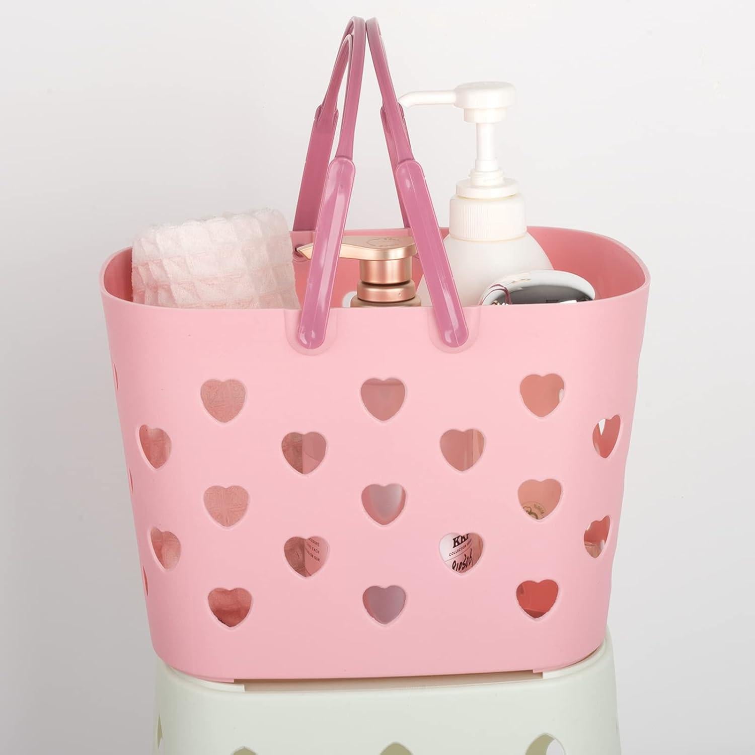 Cesta de Ducha Portátil Anyoifax Rosa - Paquete de 2, 24.9x15.5x16.5 cm