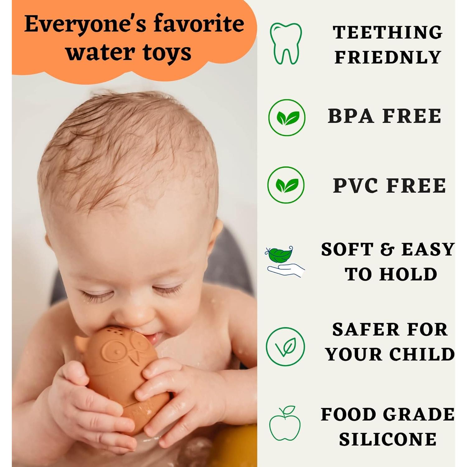 Juguetes de baño de silicona Bumble Bear - 4 piezas Coral