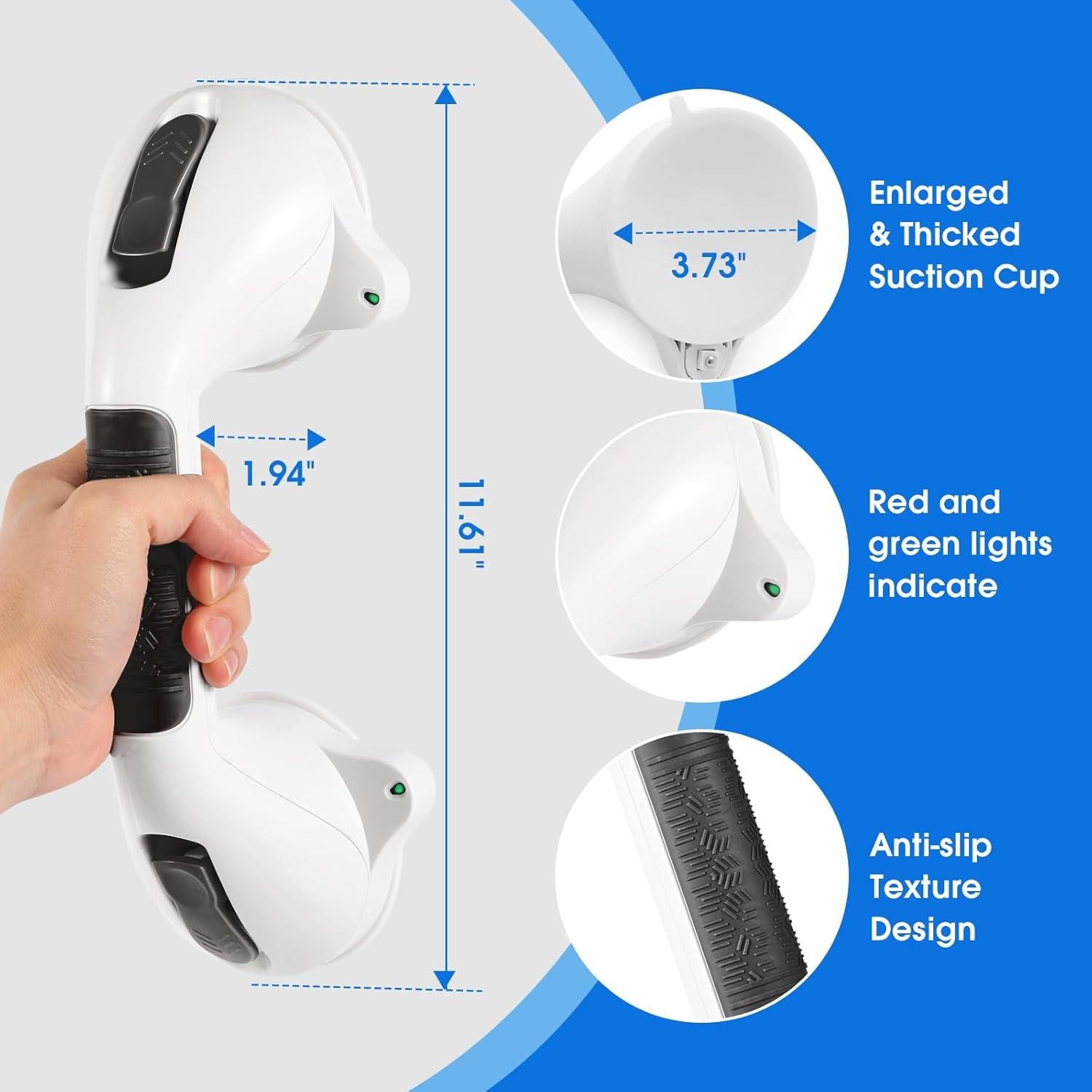 Barra de Agarre de Succión TONORA 30.48 cm Antideslizante Negro