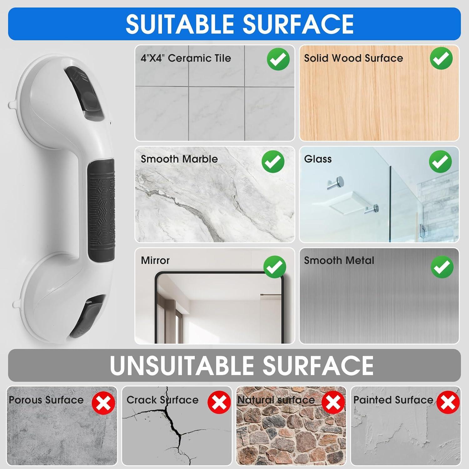 Barra de Agarre de Succión TONORA 30.48 cm Antideslizante Negro