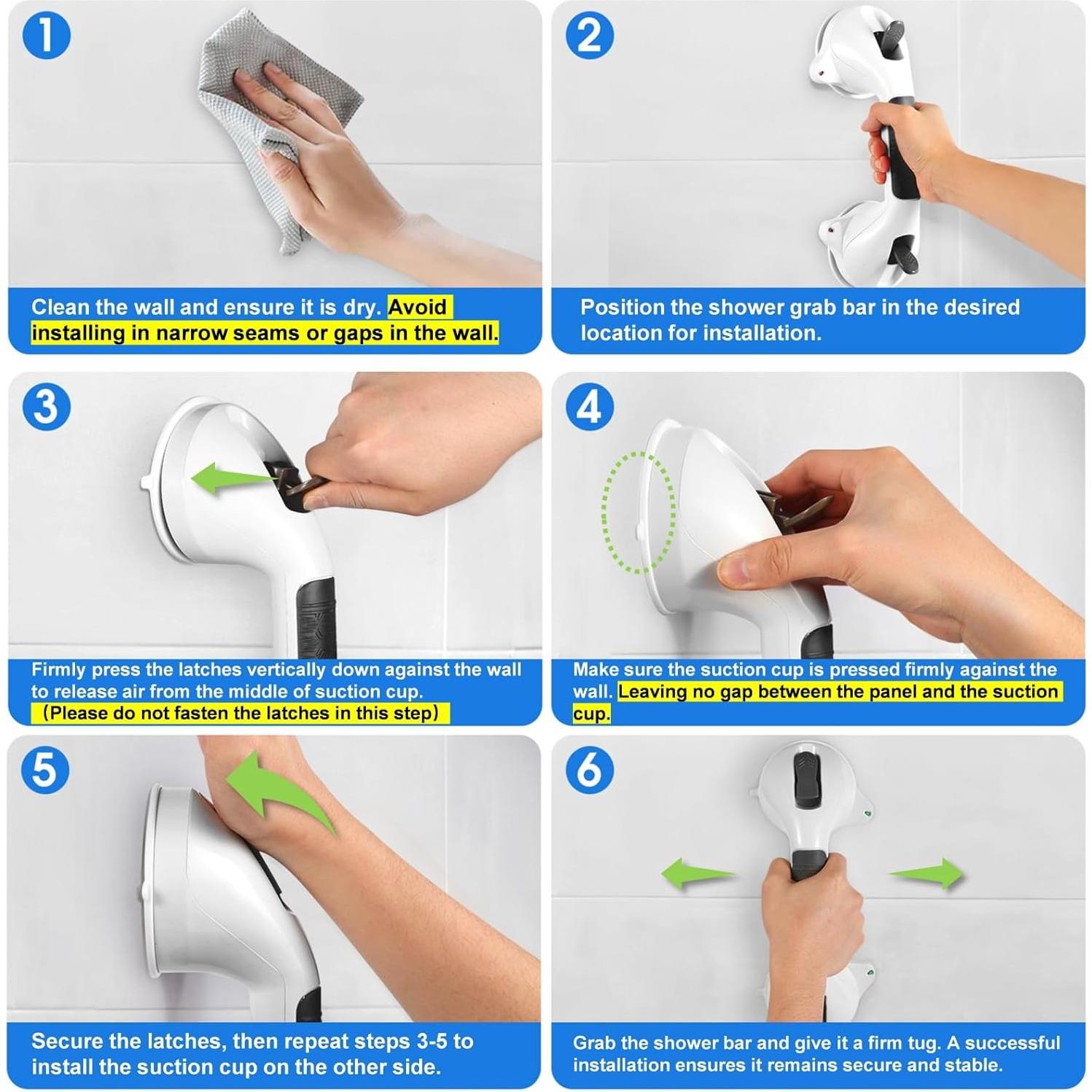 Barra de Agarre de Succión TONORA 30.48 cm Antideslizante Negro