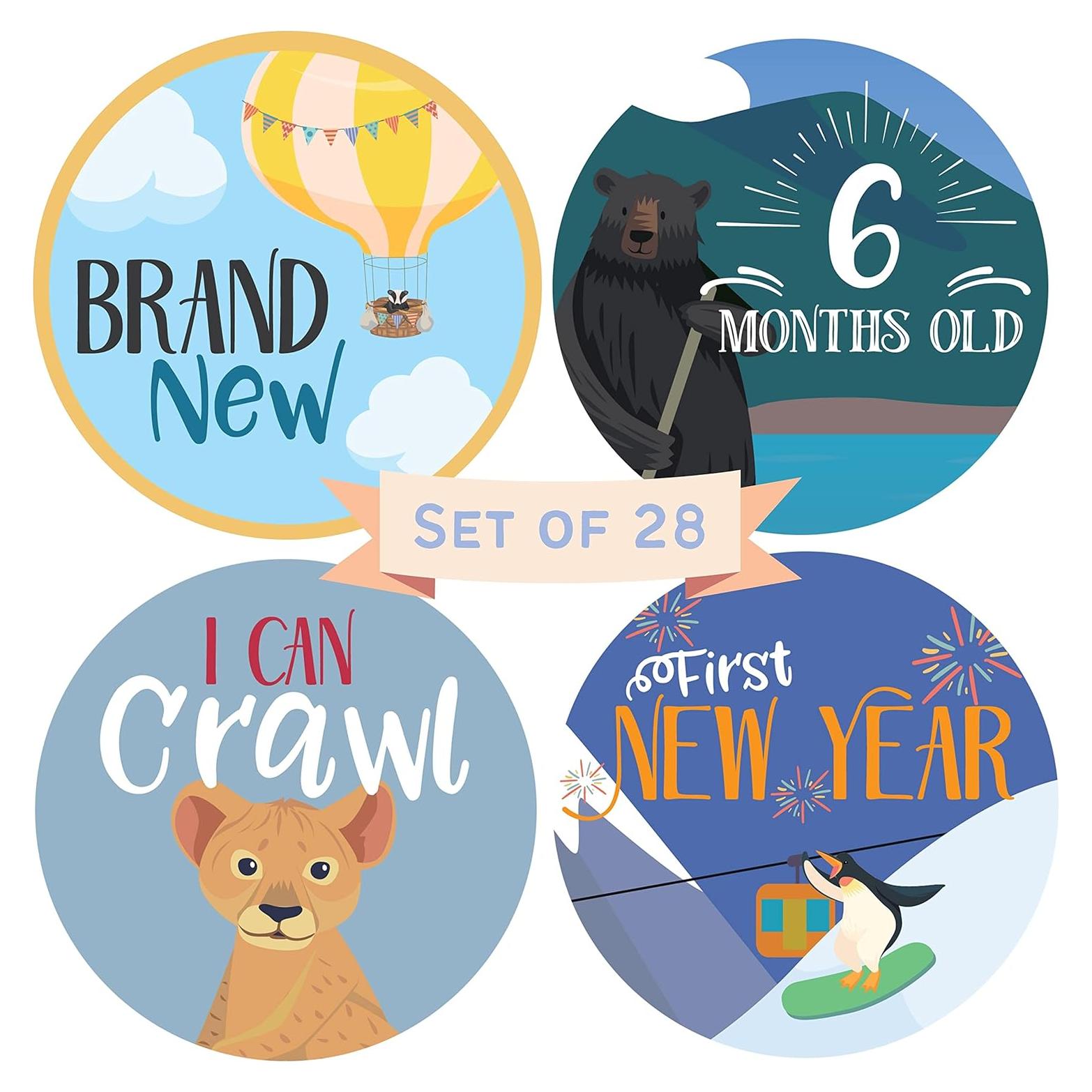 Calcomanías Mensuales para Bebés RubyRoo - Aventura - 28 Piezas