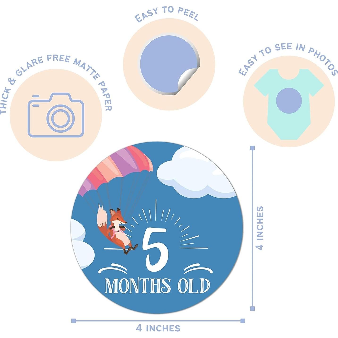 Calcomanías Mensuales para Bebés RubyRoo - Aventura - 28 Piezas