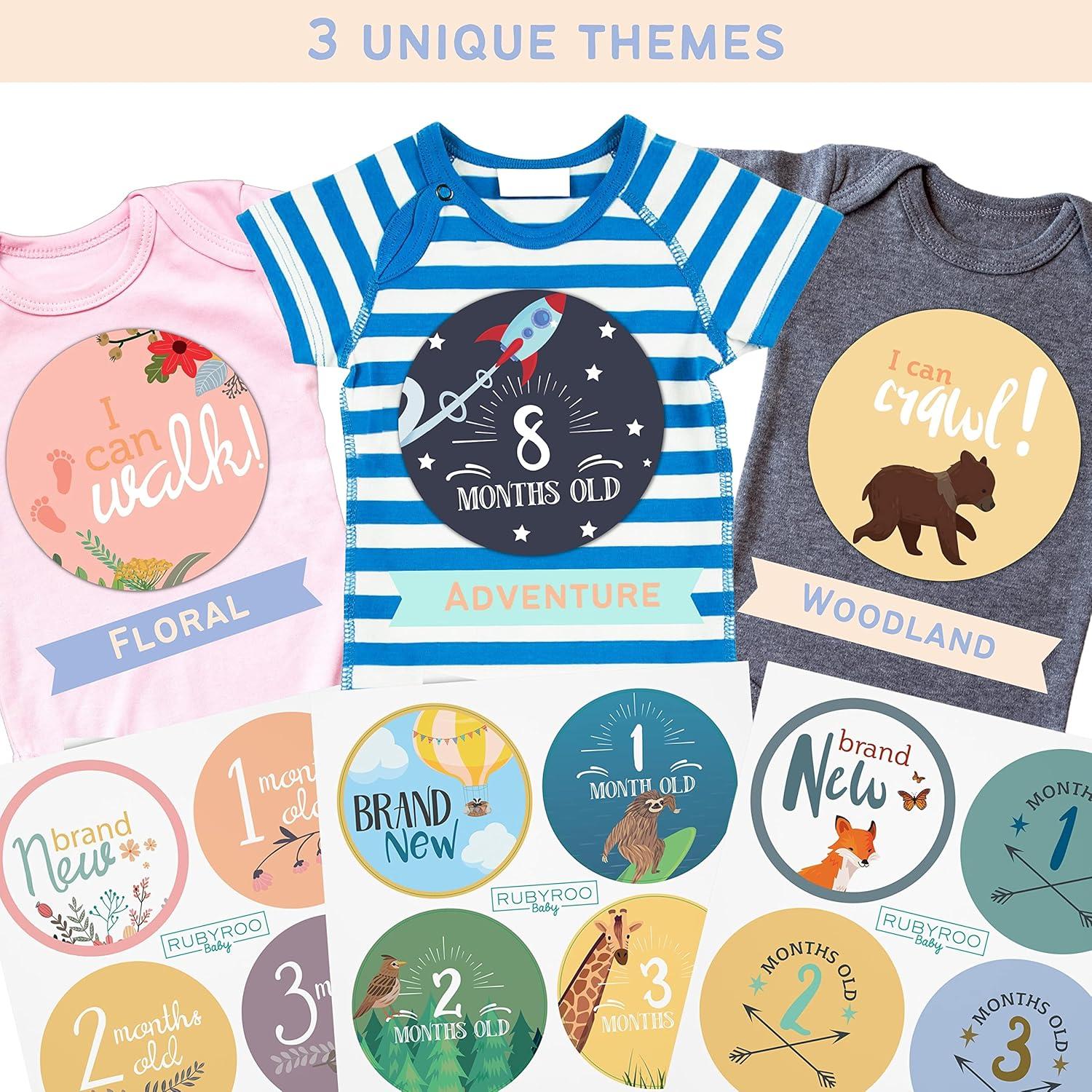 Calcomanías Mensuales para Bebés RubyRoo - Aventura - 28 Piezas