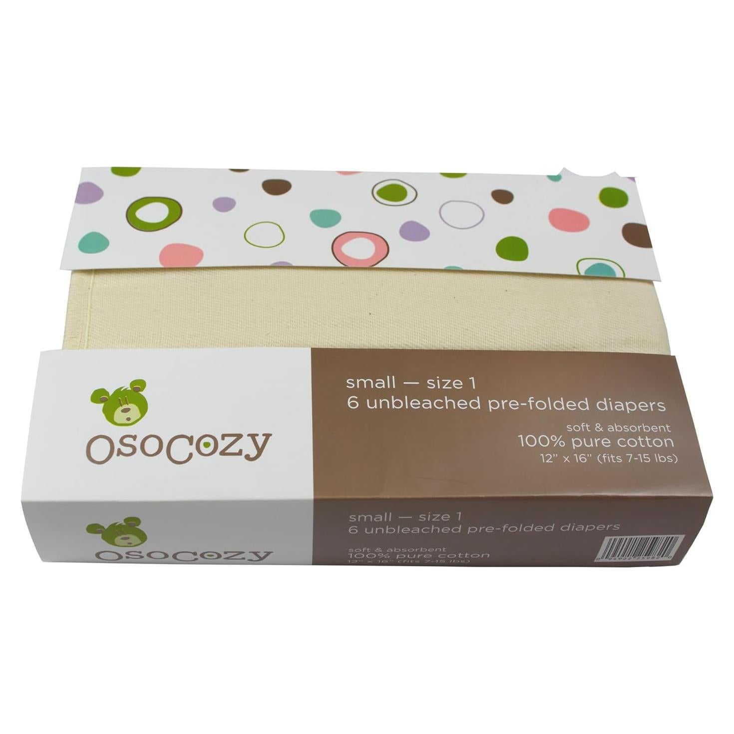 Pañales de Tela OsoCozy Prefolds Sin Blanquear Tamaño 1