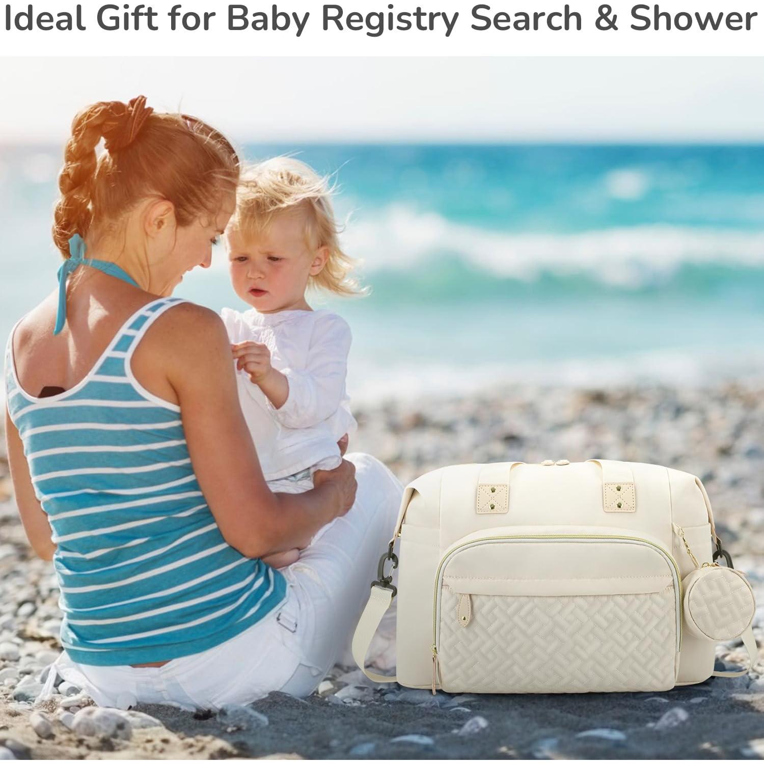 Bolsa de Pañales Tote Tenot Mediana Beige con 10 Bolsillos