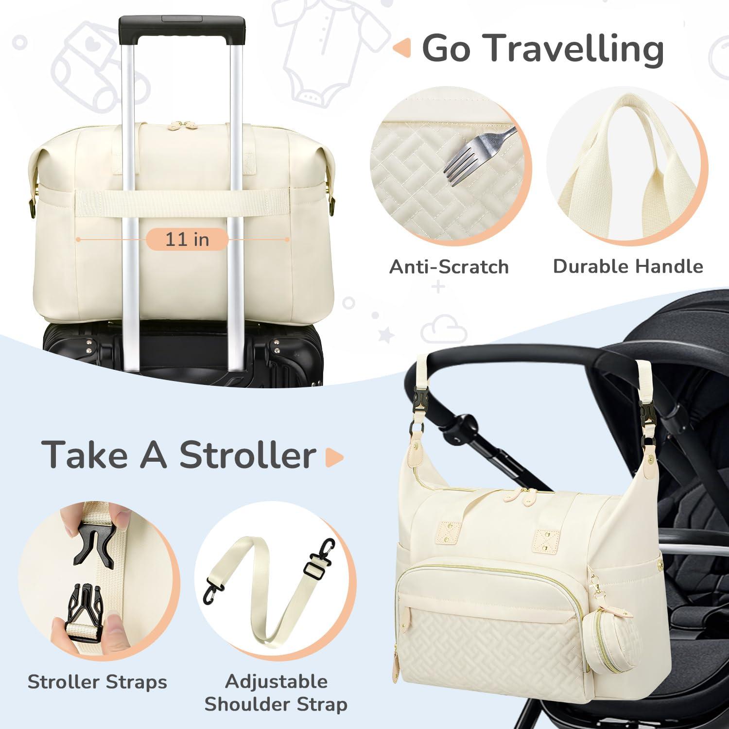 Bolsa de Pañales Tote Tenot Mediana Beige con 10 Bolsillos