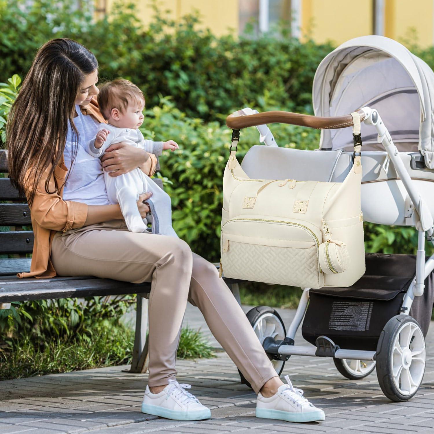 Bolsa de Pañales Tote Tenot Mediana Beige con 10 Bolsillos