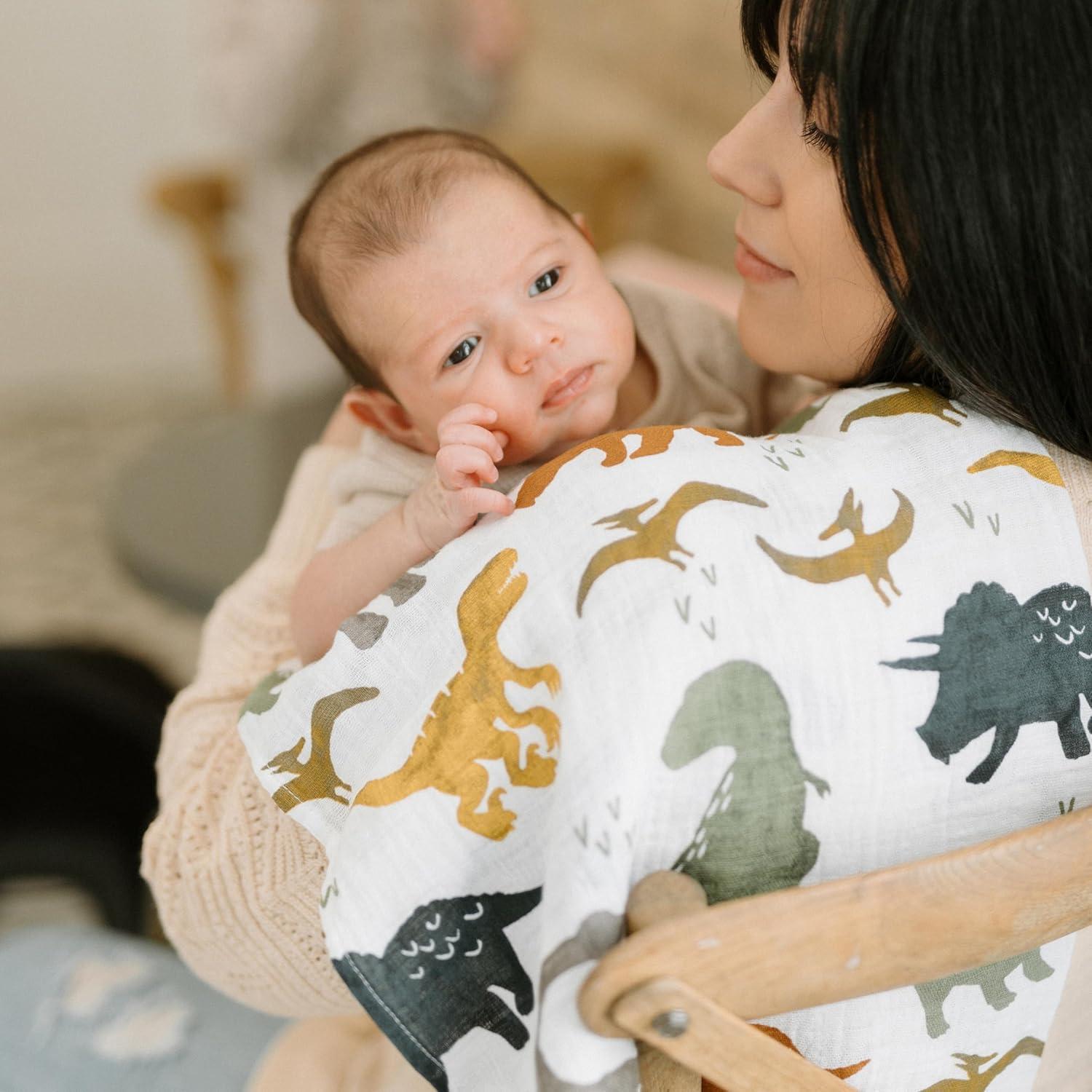 Paquete de 4 Cuadrados de Muselina Algodón Little Unicorn Dinosaurios