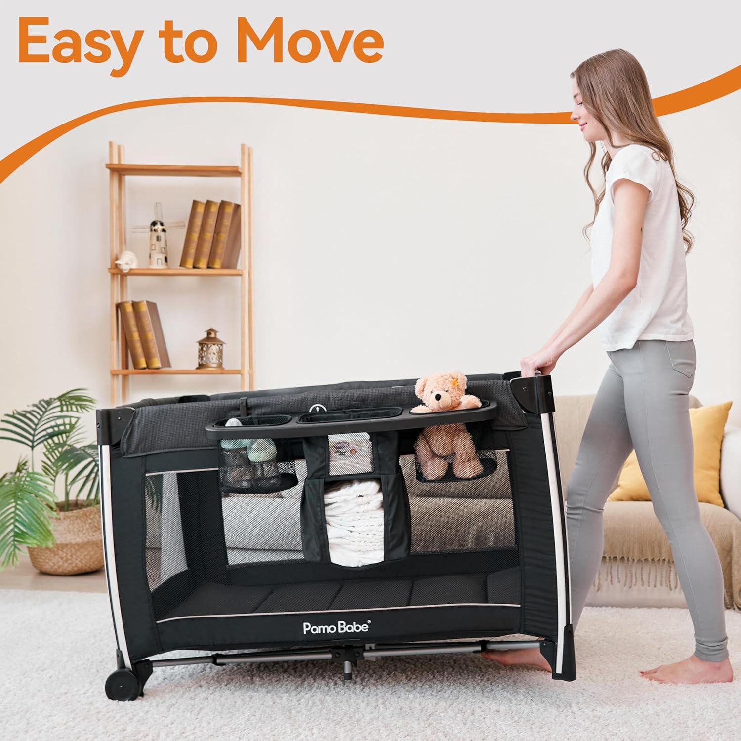 Parque Infantil 4 en 1 Pamo Babe Cuna Portátil Negro