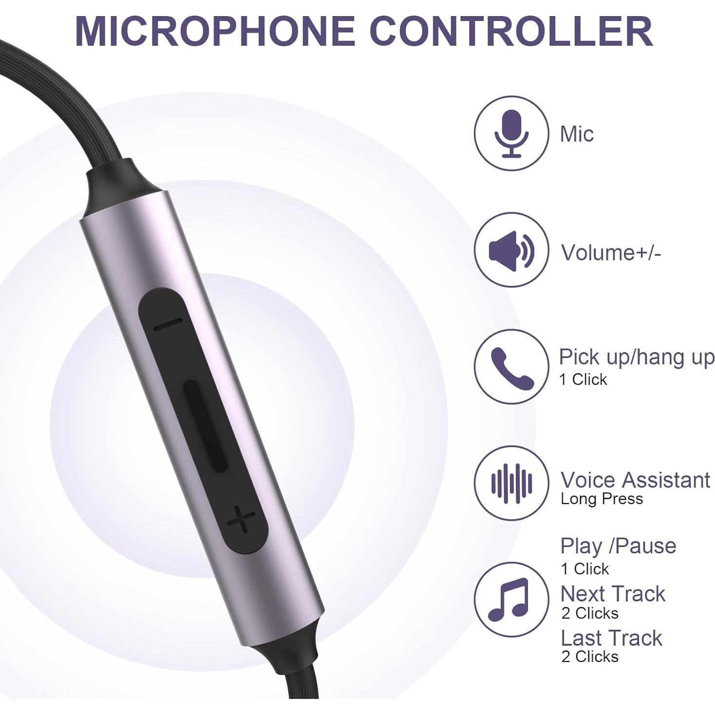 Cable de micrófono Gneinour 1.5m para Sony WH-1000XM5/4/3