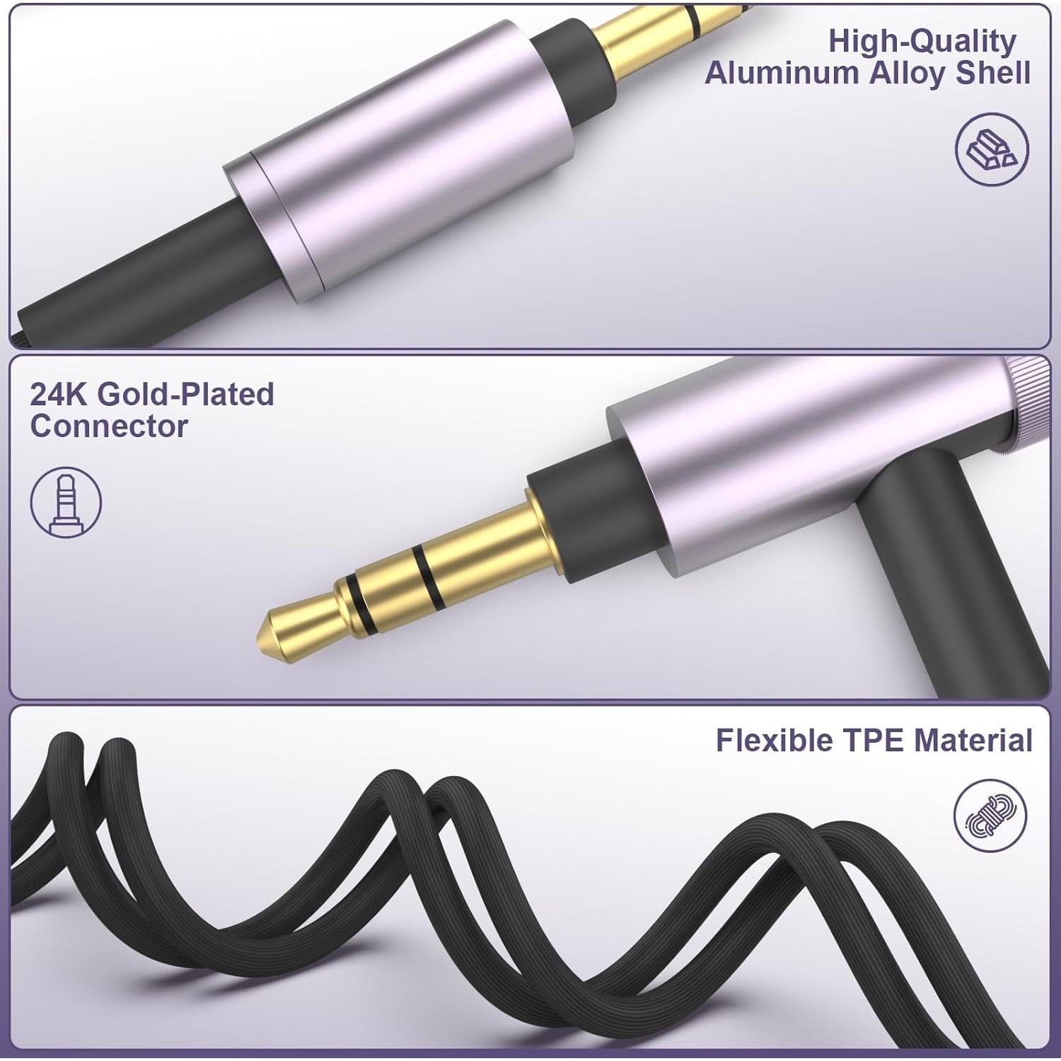 Cable de micrófono Gneinour 1.5m para Sony WH-1000XM5/4/3