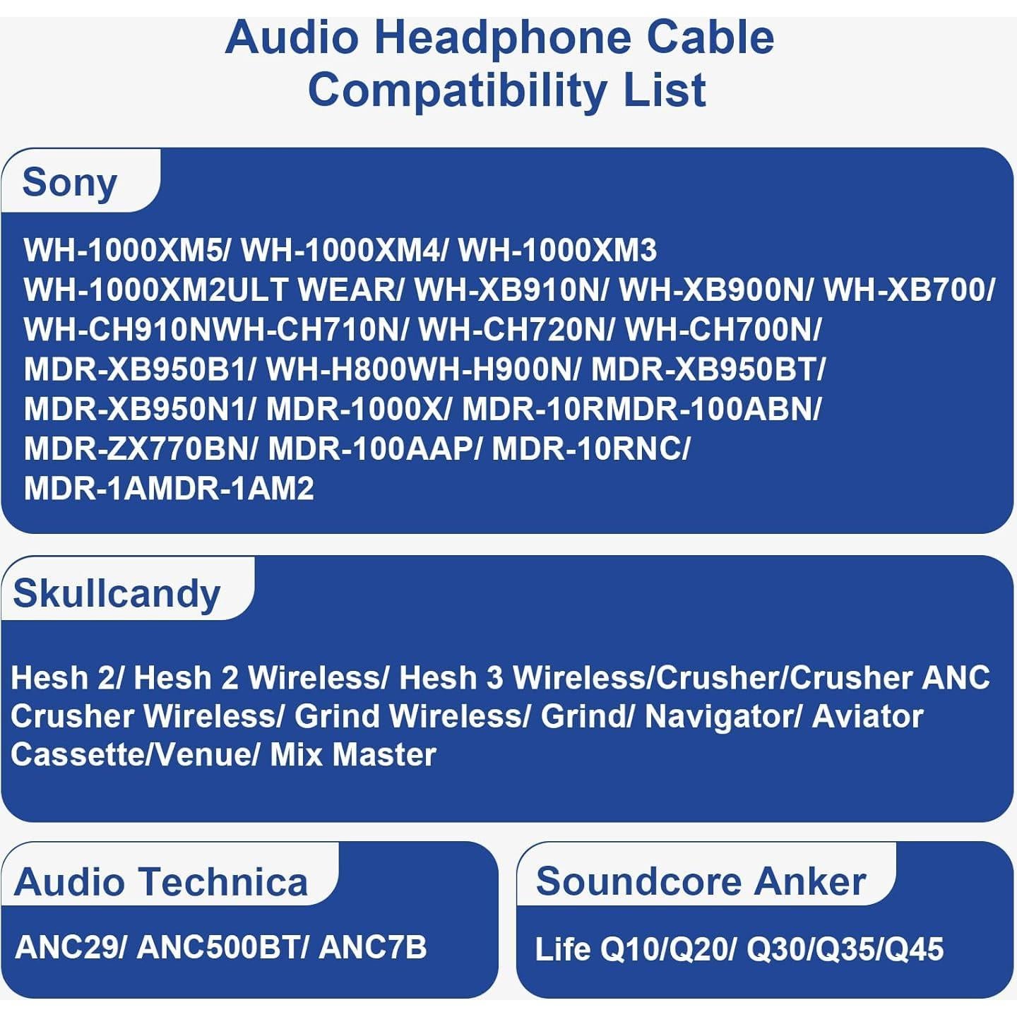 Cable de audio 3.5mm Toxaoii para auriculares Sony 1.19m
