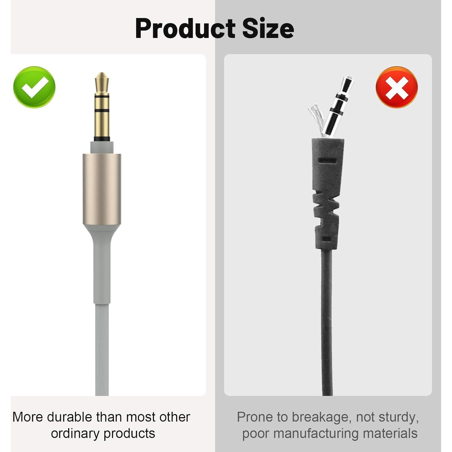 Cable de audio auxiliar 3.5mm Tobysome para Sony WH-1000XM5/4/3
