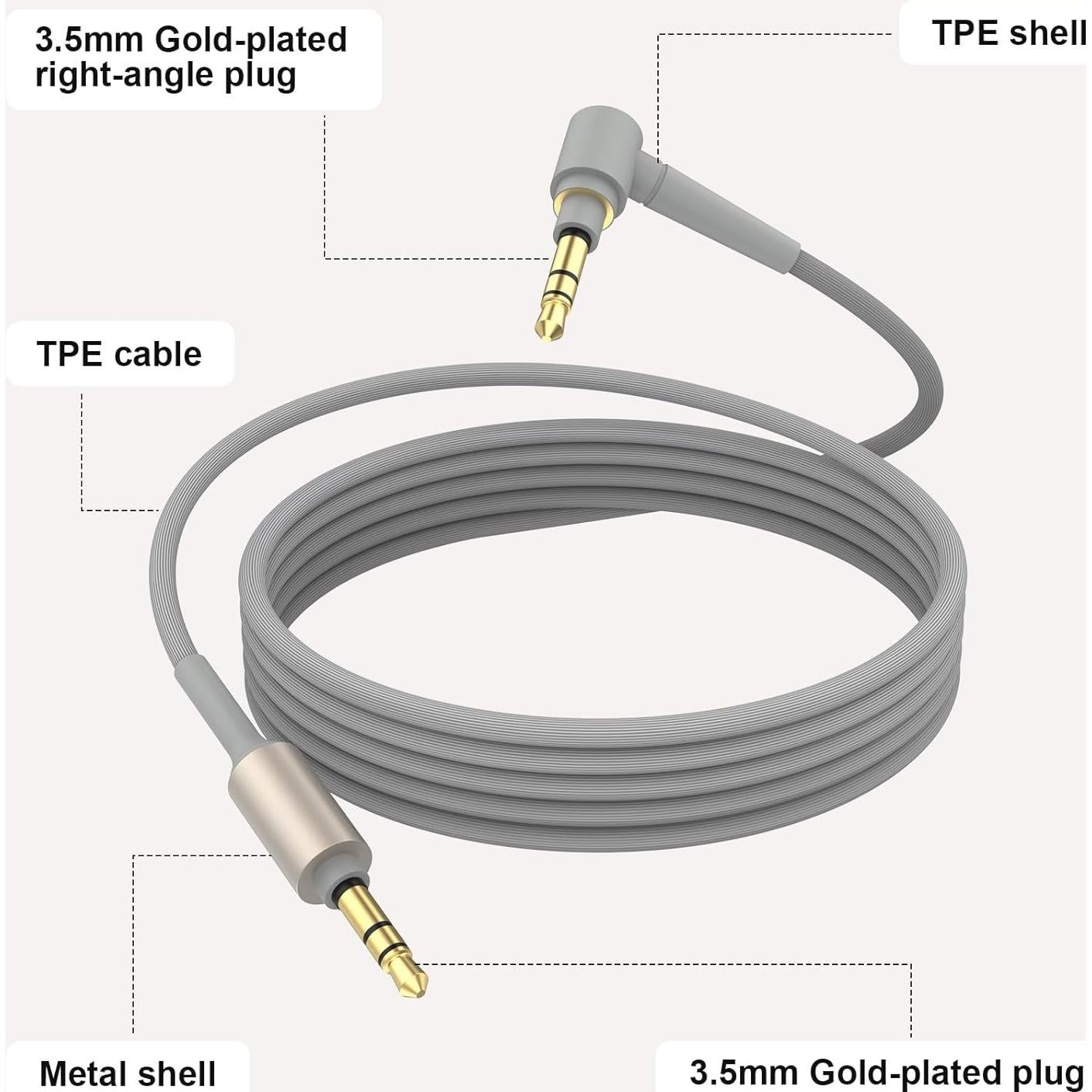 Cable de audio auxiliar 3.5mm Tobysome para Sony WH-1000XM5/4/3