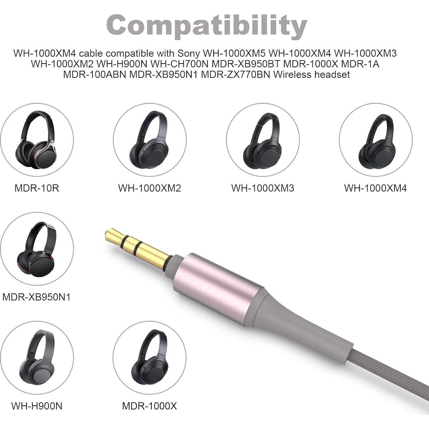 Cable de Audio Sqrmekoko 1.5m Macho a Macho 3.5mm para Sony