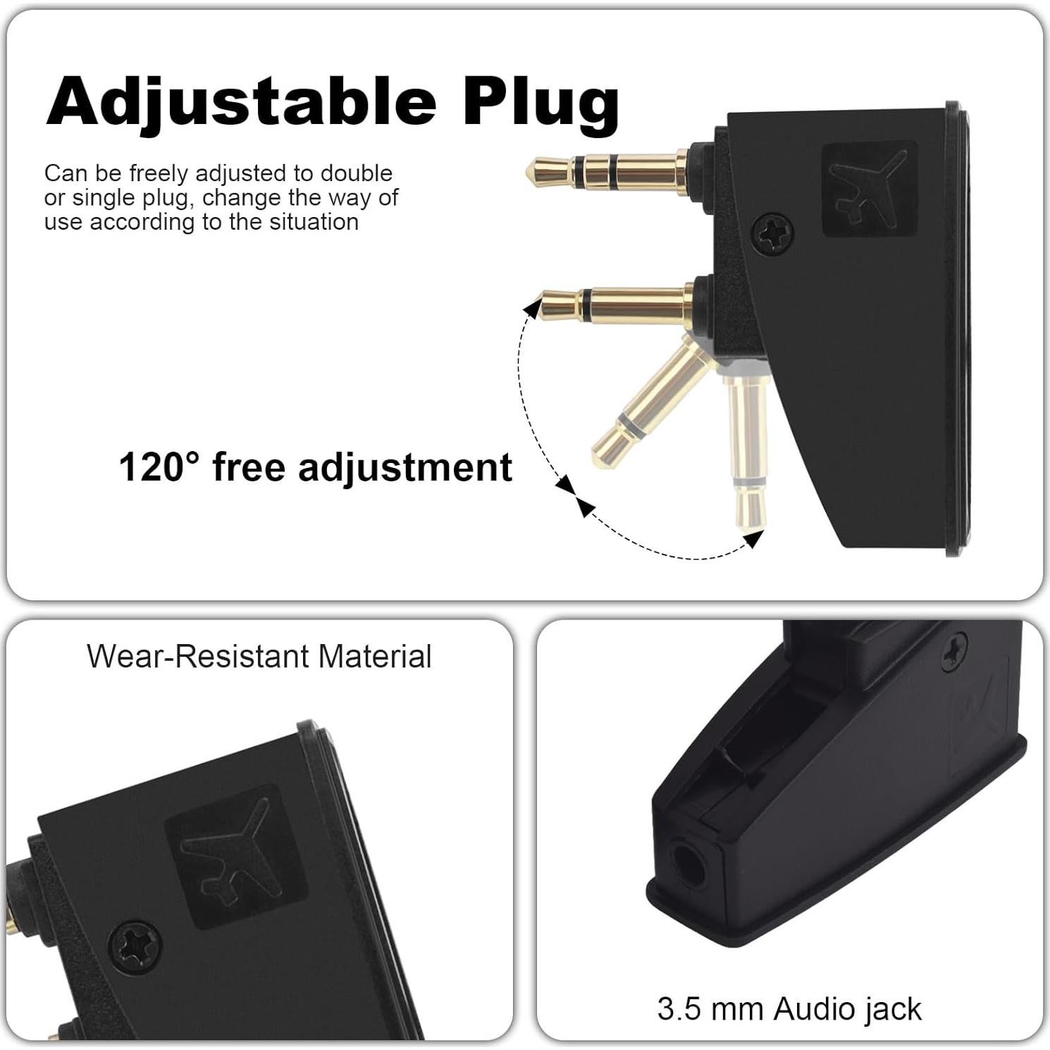 Adaptador de Audio para Aviones Toeasor Compatible con Bose