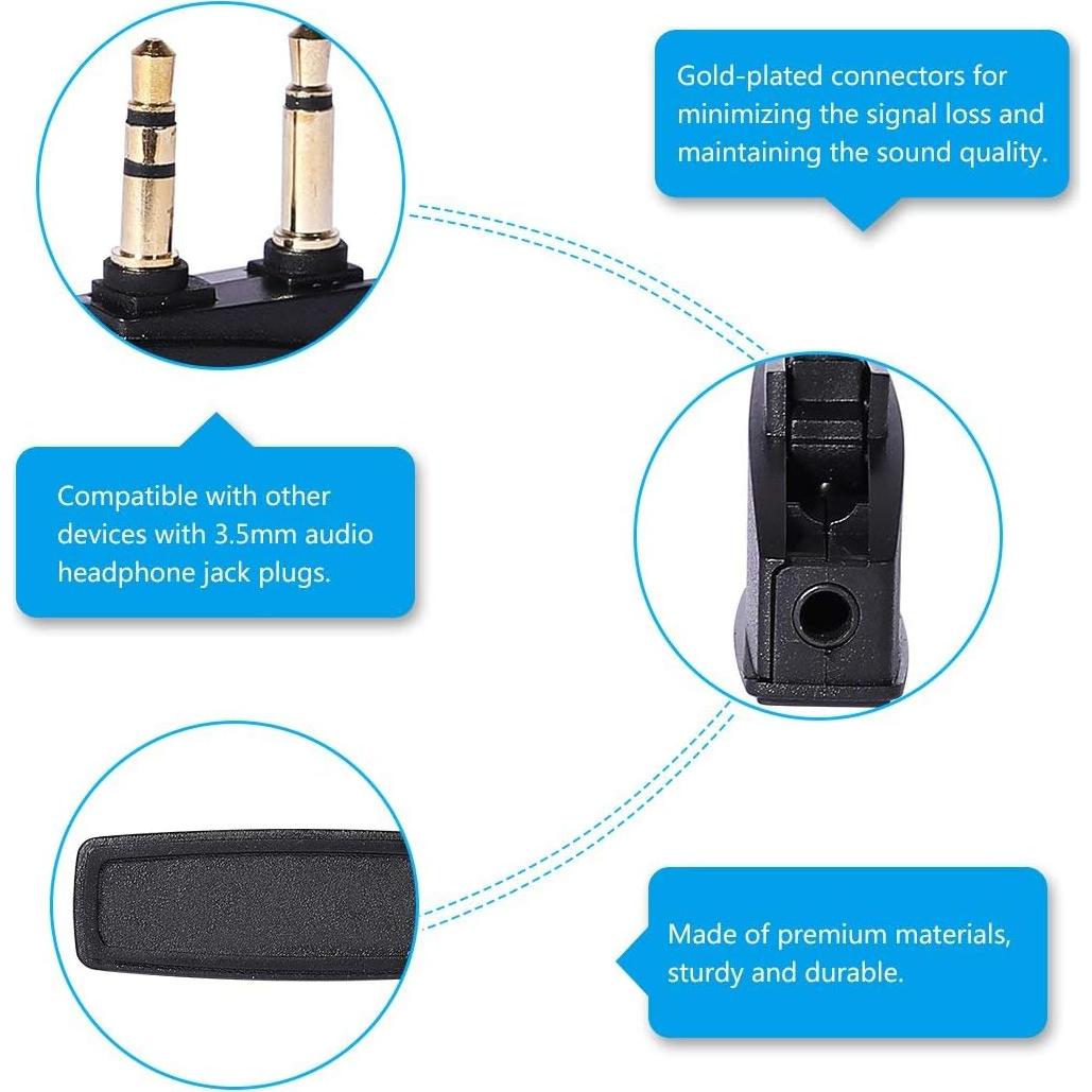 Adaptador de Vuelo BUTIAO para Auriculares Bose QC2 QC3 QC15 QC25 QC35