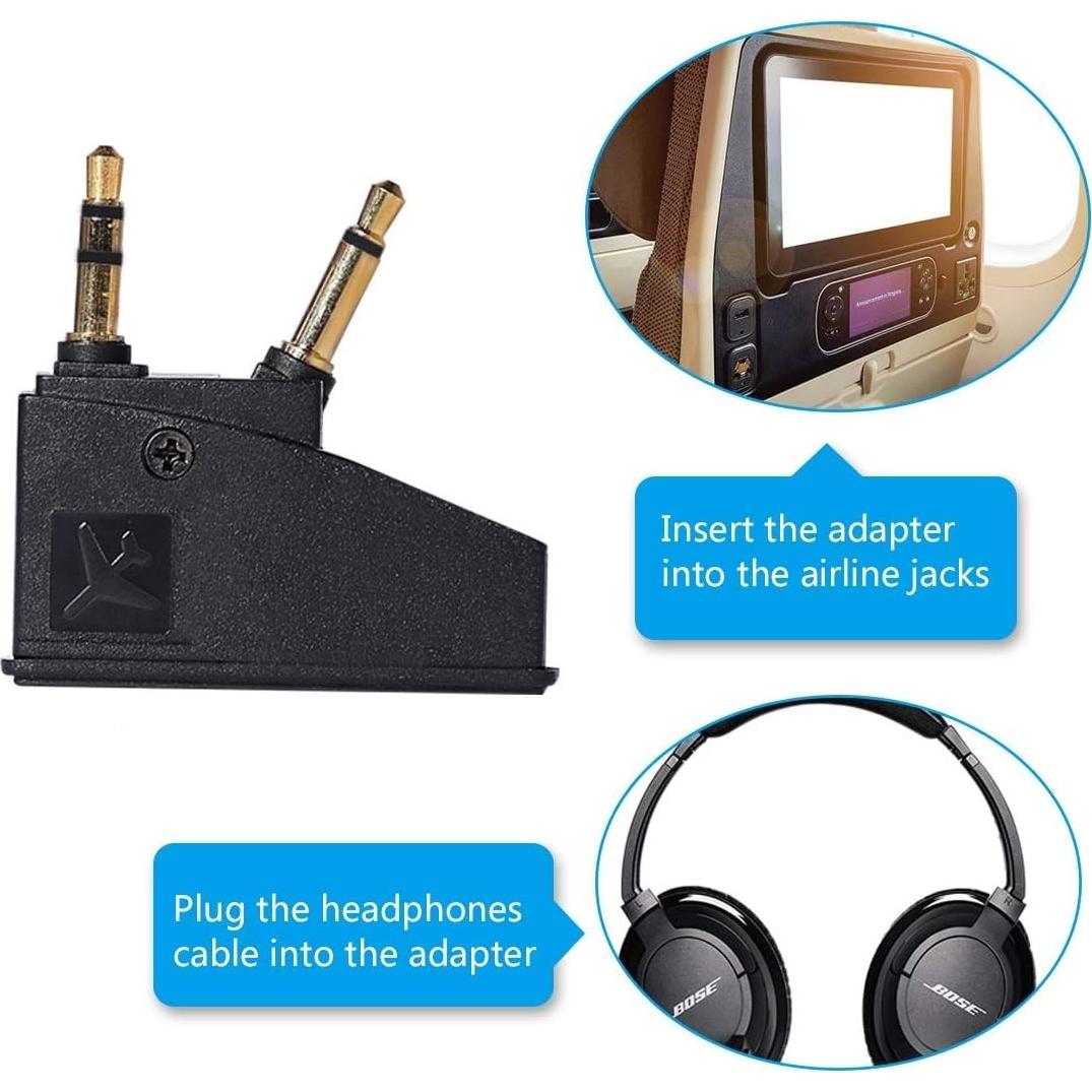 Adaptador de Vuelo BUTIAO para Auriculares Bose QC2 QC3 QC15 QC25 QC35