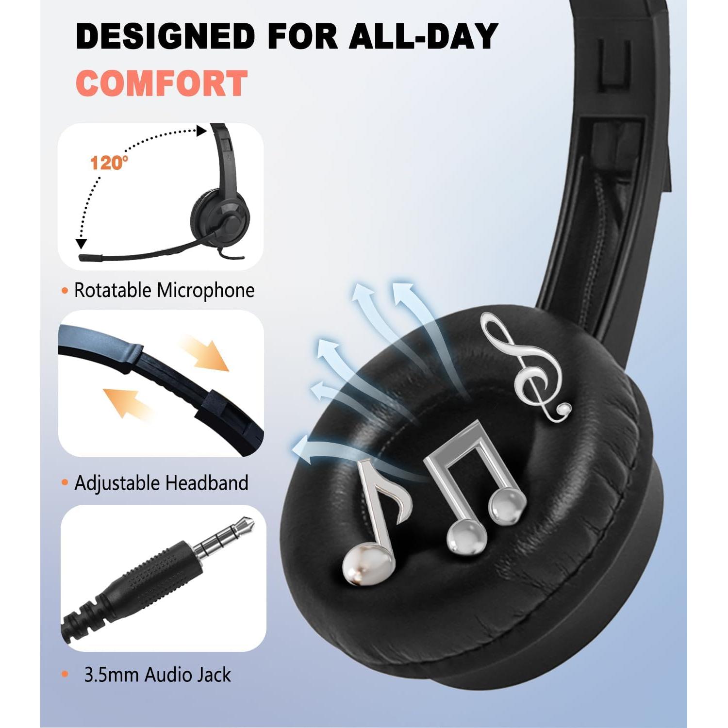 Auriculares con Micrófono Ladont QS06 - Paquete de 10, 1.83m